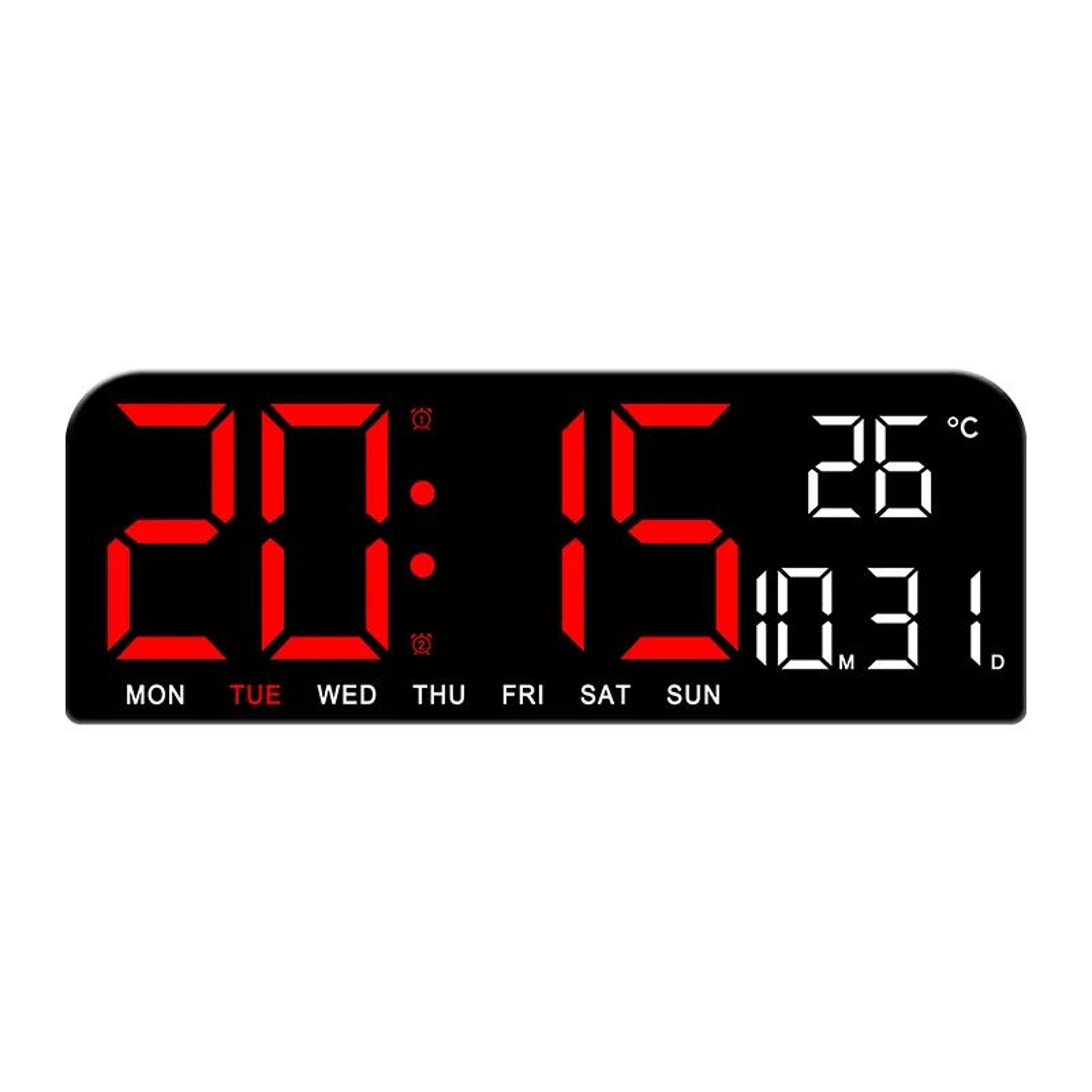 Large LED Digital Wall Clock  945 In Temperature Date Week Display Dual Alarm Countdown Clock With  9