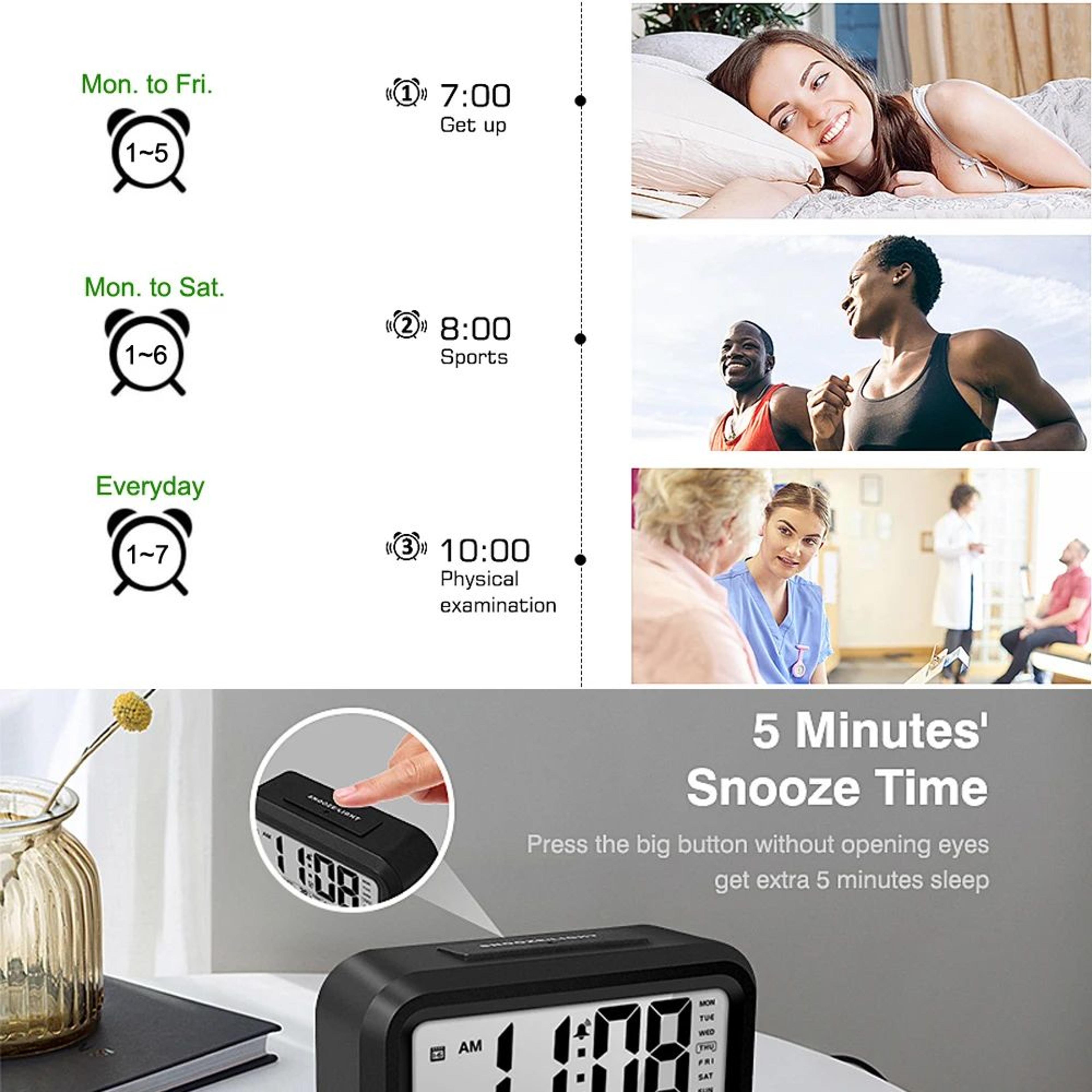 English Talking Digital Alarm Clock  Voice Time Temperature Calendar Snooze Bedroom Clock 2