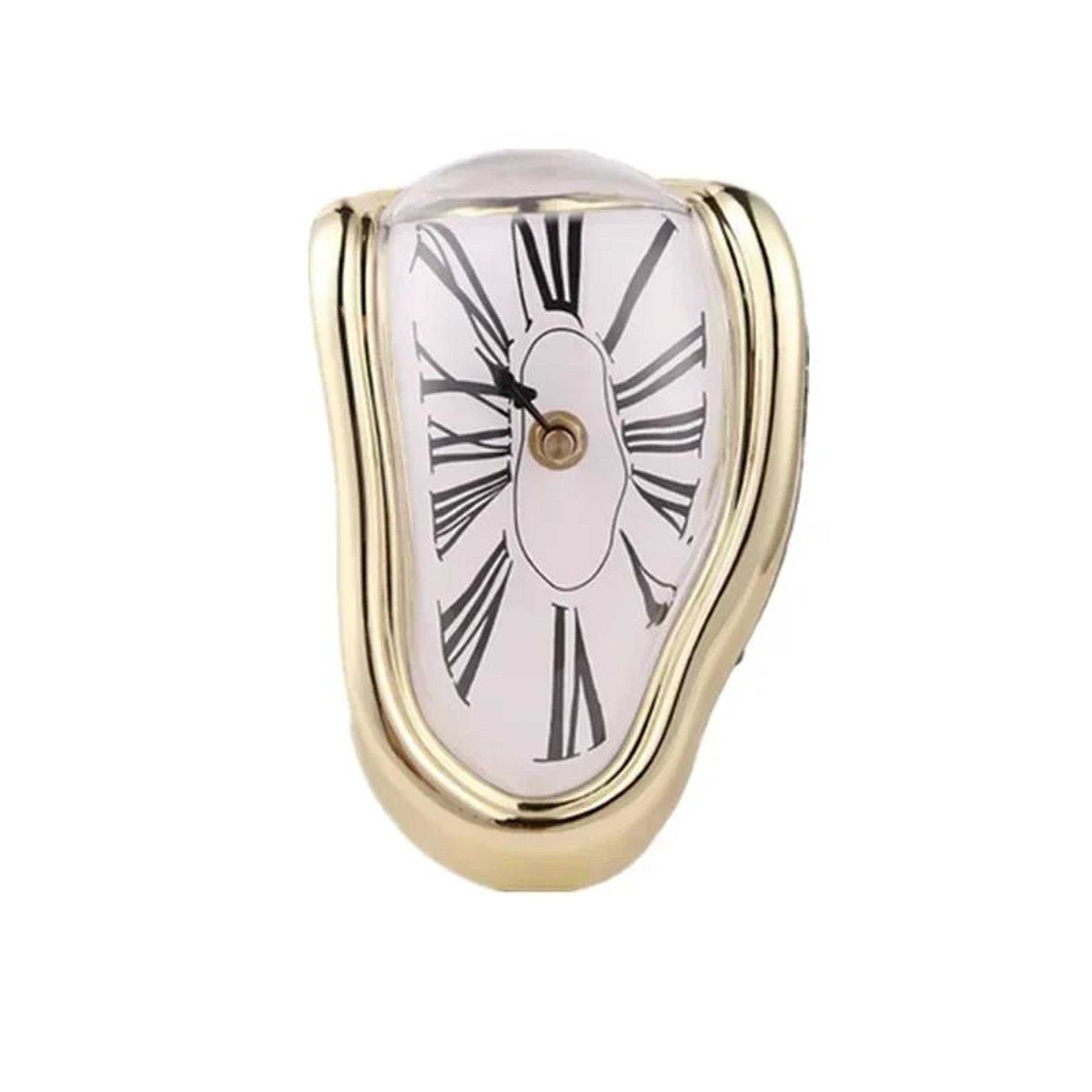 Surreal Melting Wall Clock  Distorted Roman Numeral Quartz Timepiece For Shelf Mantel Home  Garden  2