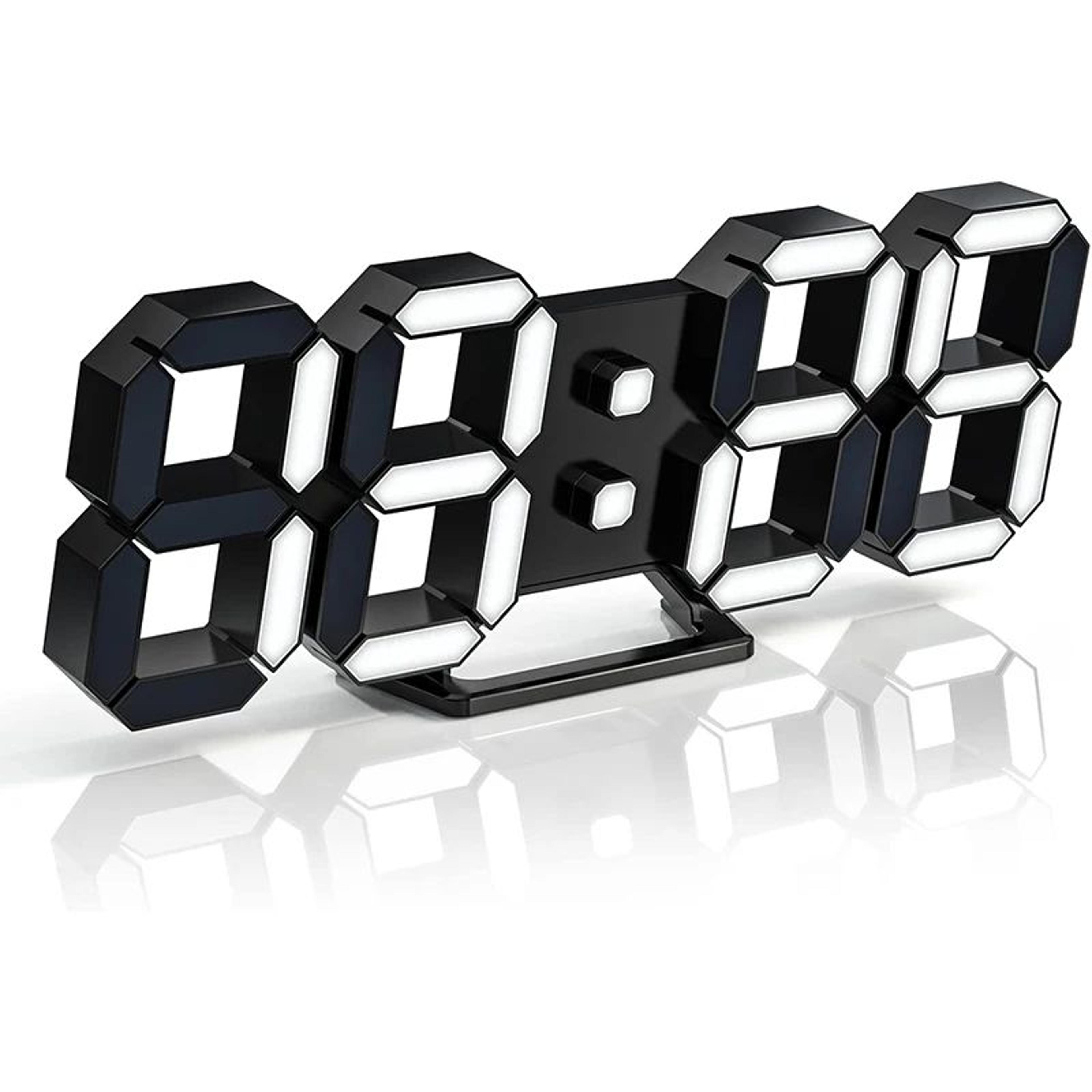 3d led digital wall clock – remote control alarm clock with temperature date display, night light for home office