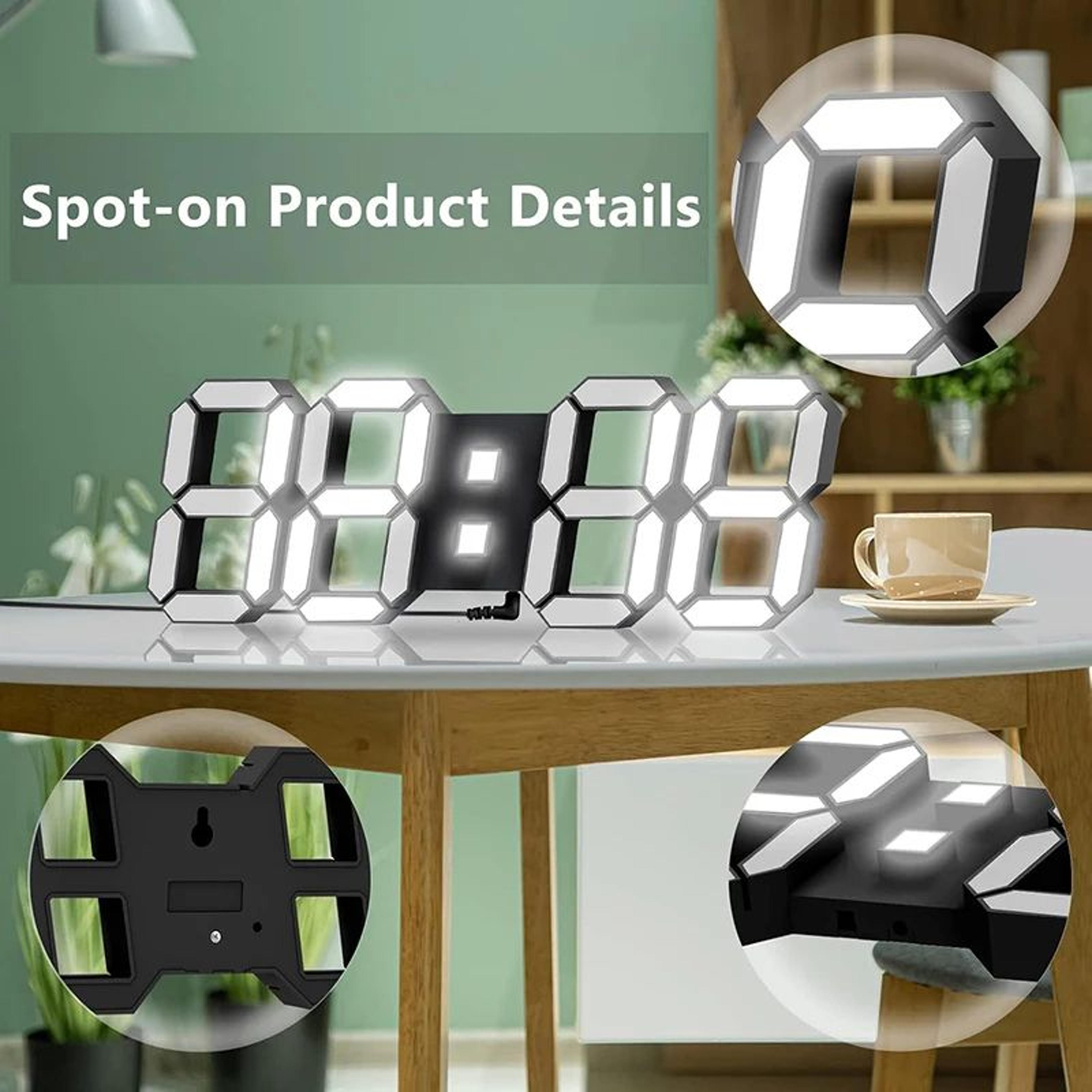 3D LED Digital Wall Clock  Remote Control Alarm Clock With Temperature Date Display Night Light For 2