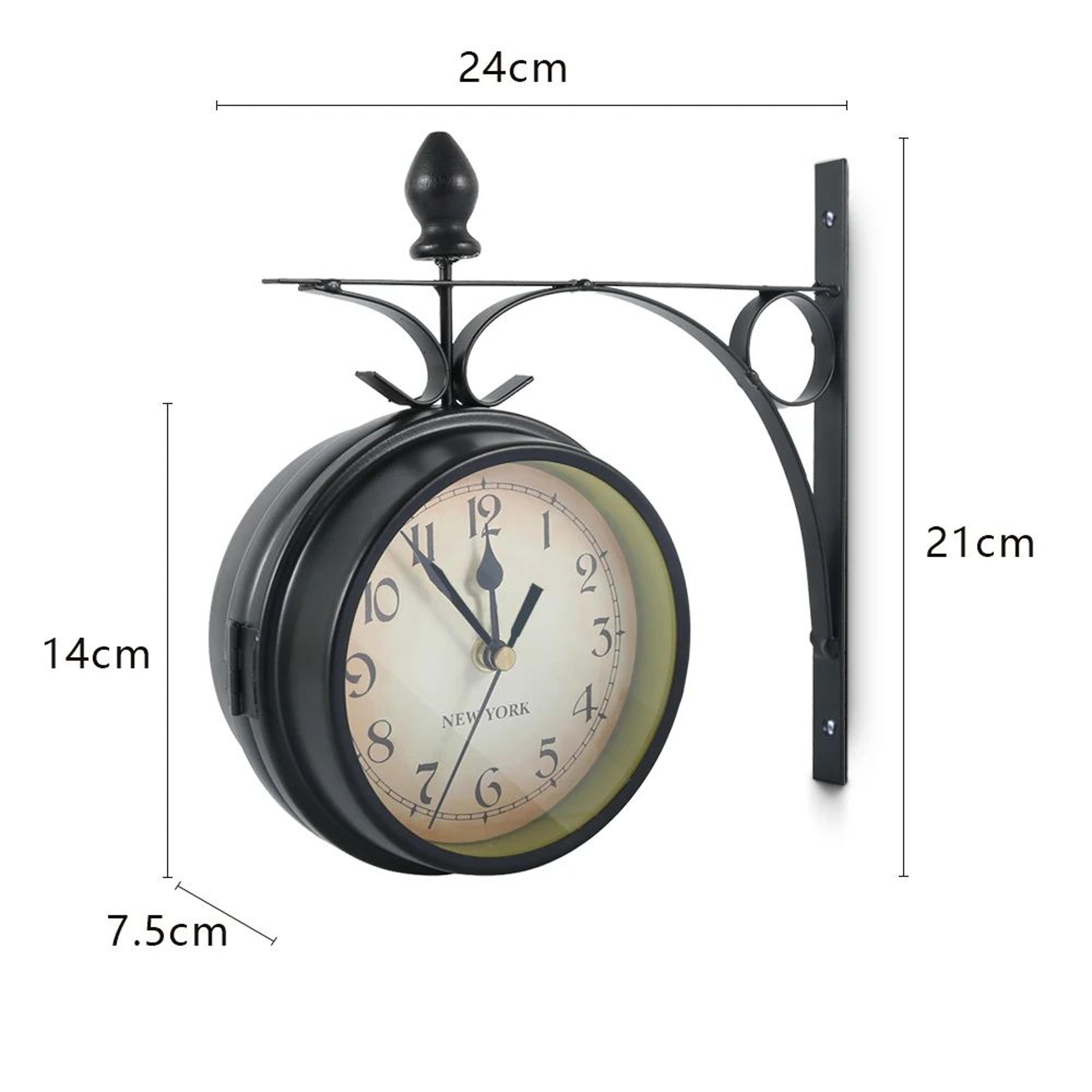 Retro DoubleSided Wall Clock  Silent Battery Operated Antique Station Clock For Living Room Bedroom 1