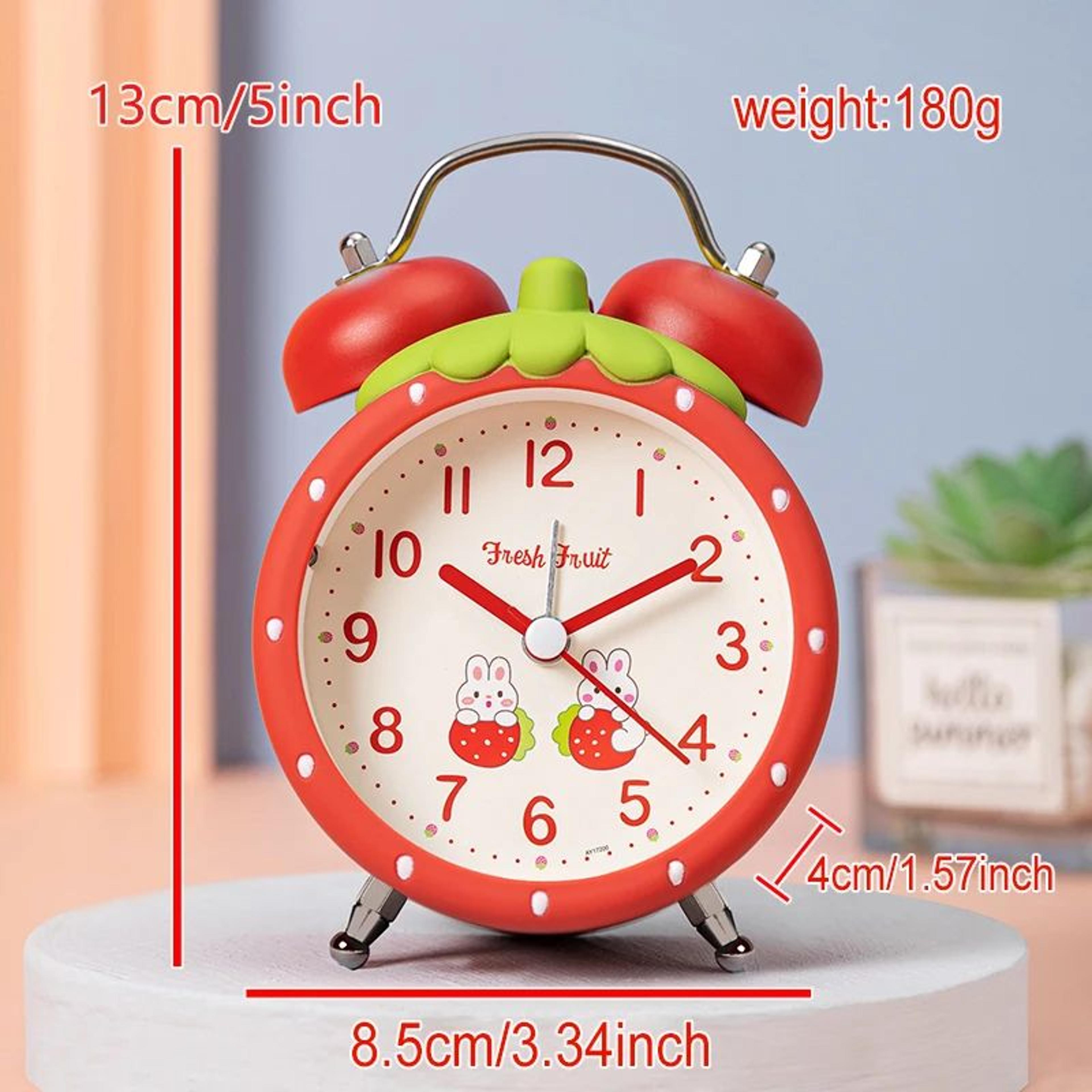 Strawberry Kids Alarm Clock  Quiet Quartz 512 In Desk Clock With Night Light For Childrens Bedroom  7