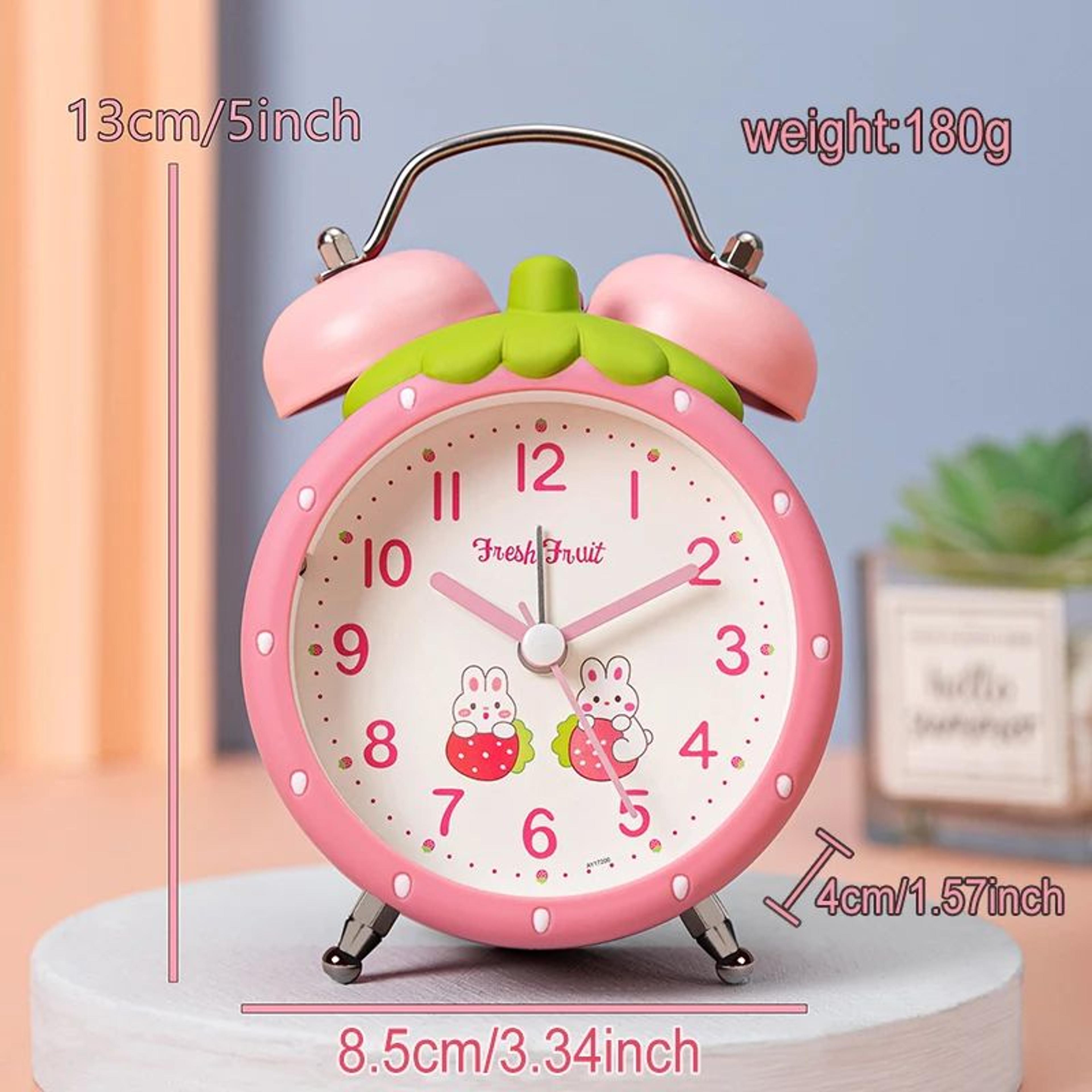 Strawberry Kids Alarm Clock  Quiet Quartz 512 In Desk Clock With Night Light For Childrens Bedroom  6