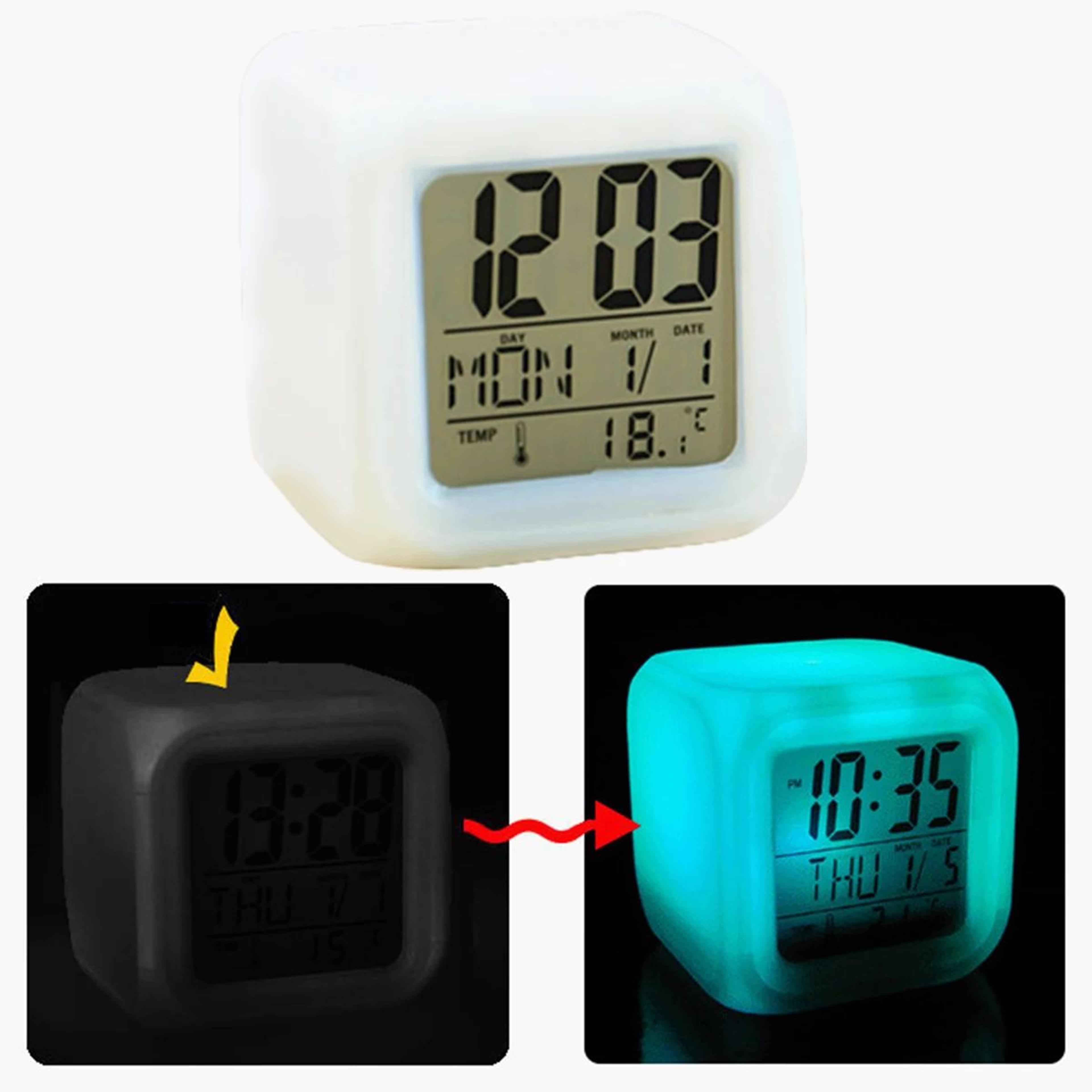 Colorful LED Digital Alarm Clock  1224H Bedside Night Light With Time Date Temperature Display For  2