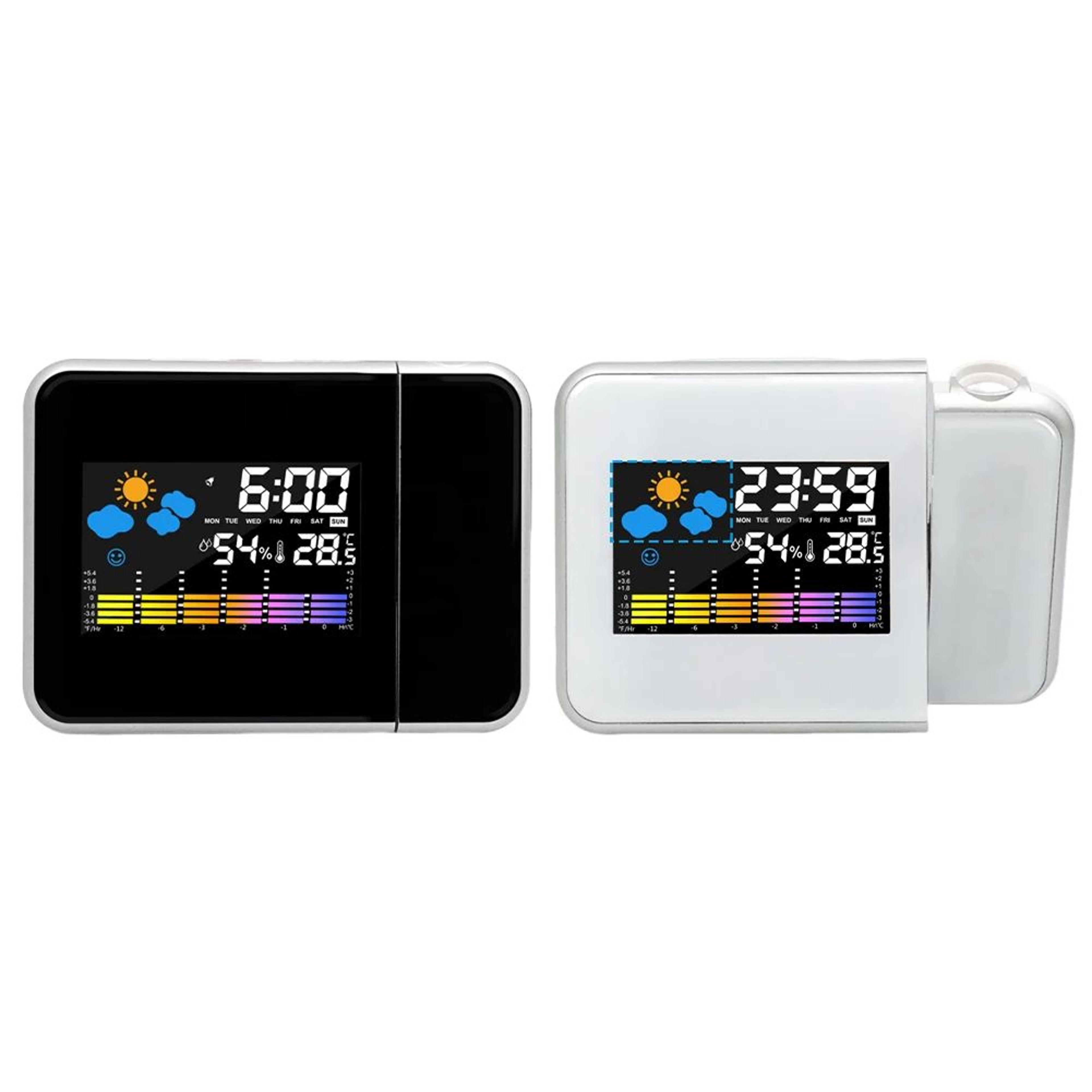 LED Projection Alarm Clock  180 Digital Time Projector With Temperature Humidity Weather Display  N 3