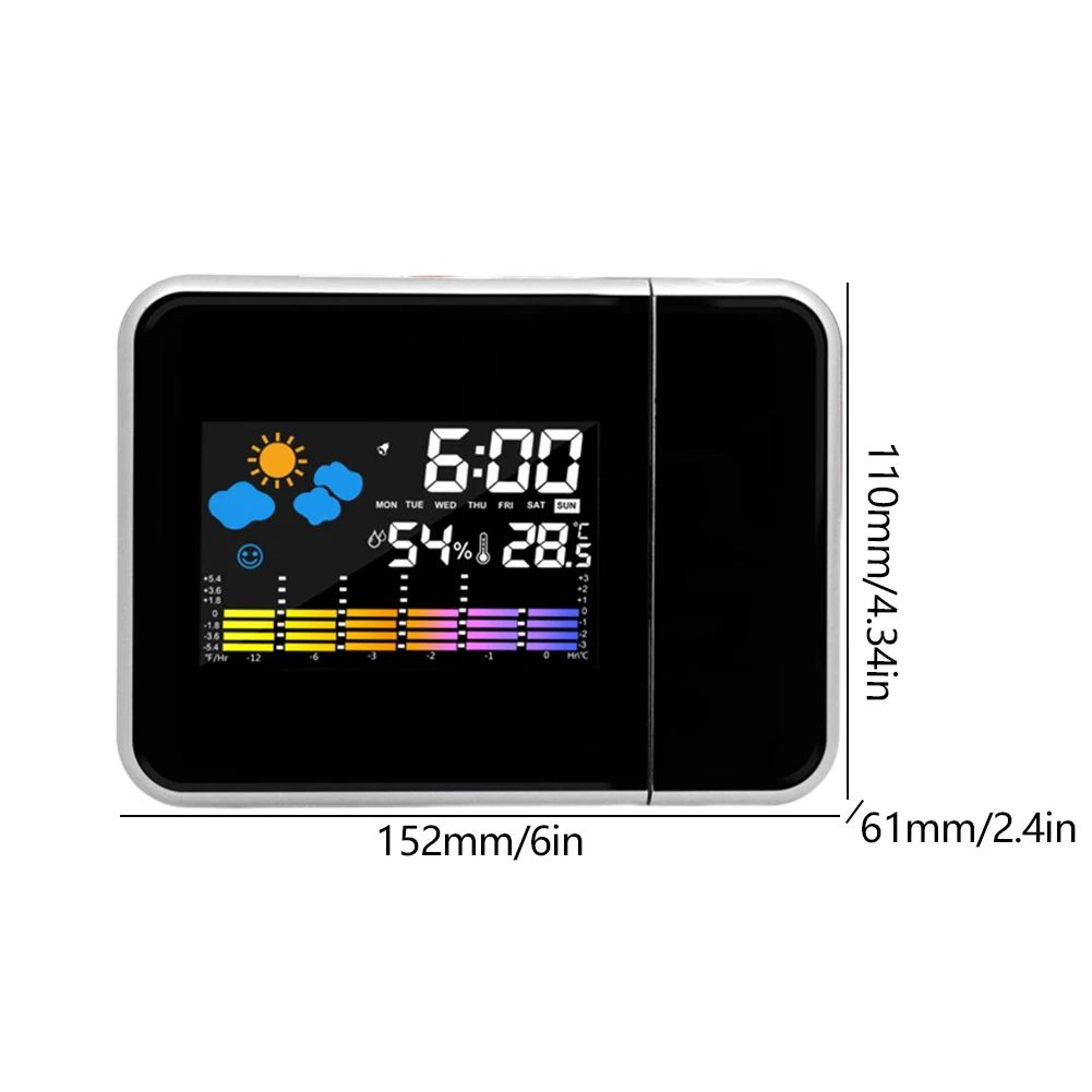 LED Projection Alarm Clock  180 Digital Time Projector With Temperature Humidity Weather Display  N 5