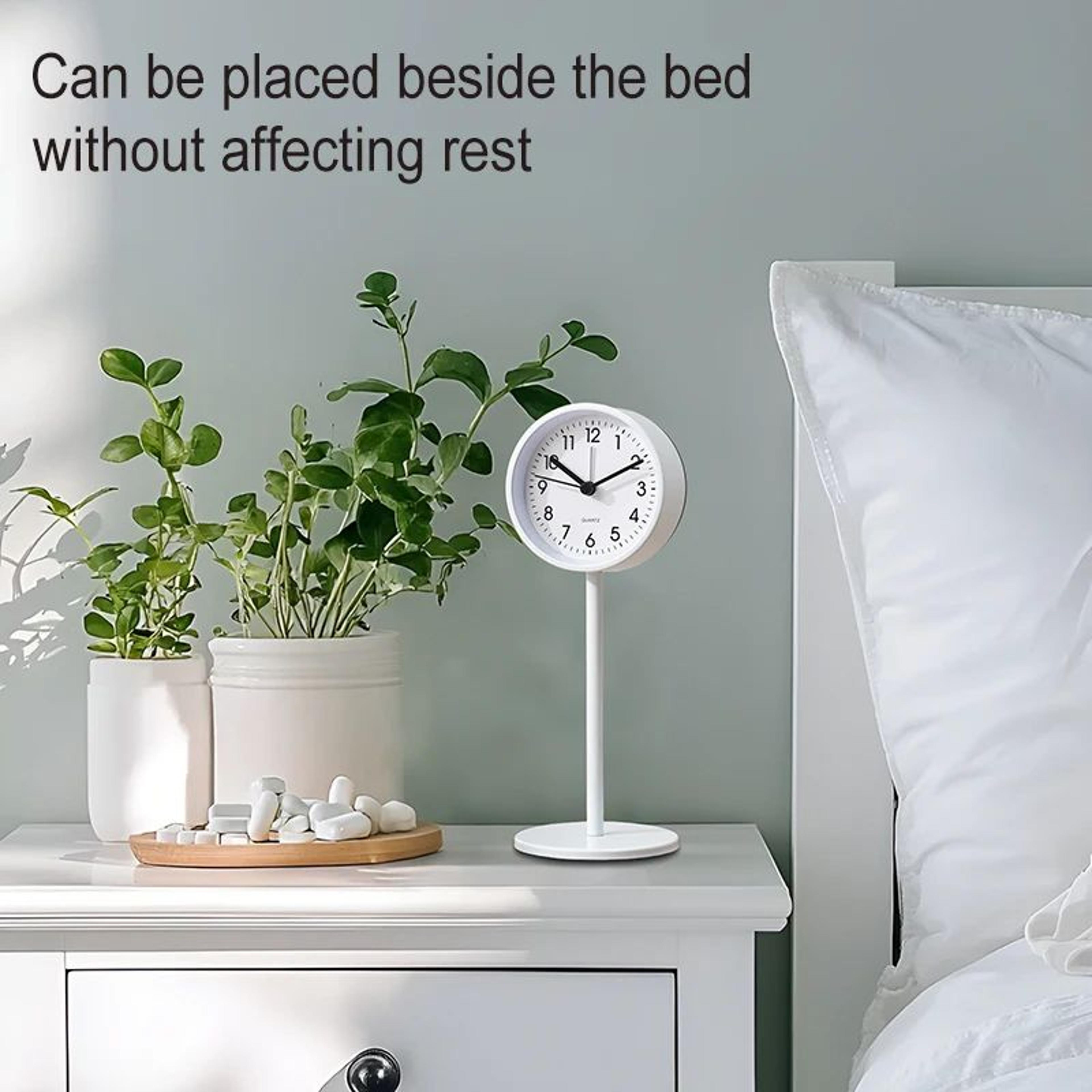 European Style Metal Desktop Alarm Clock  Silent Quartz Geometric Table Clock For Bedroom Office  H 4