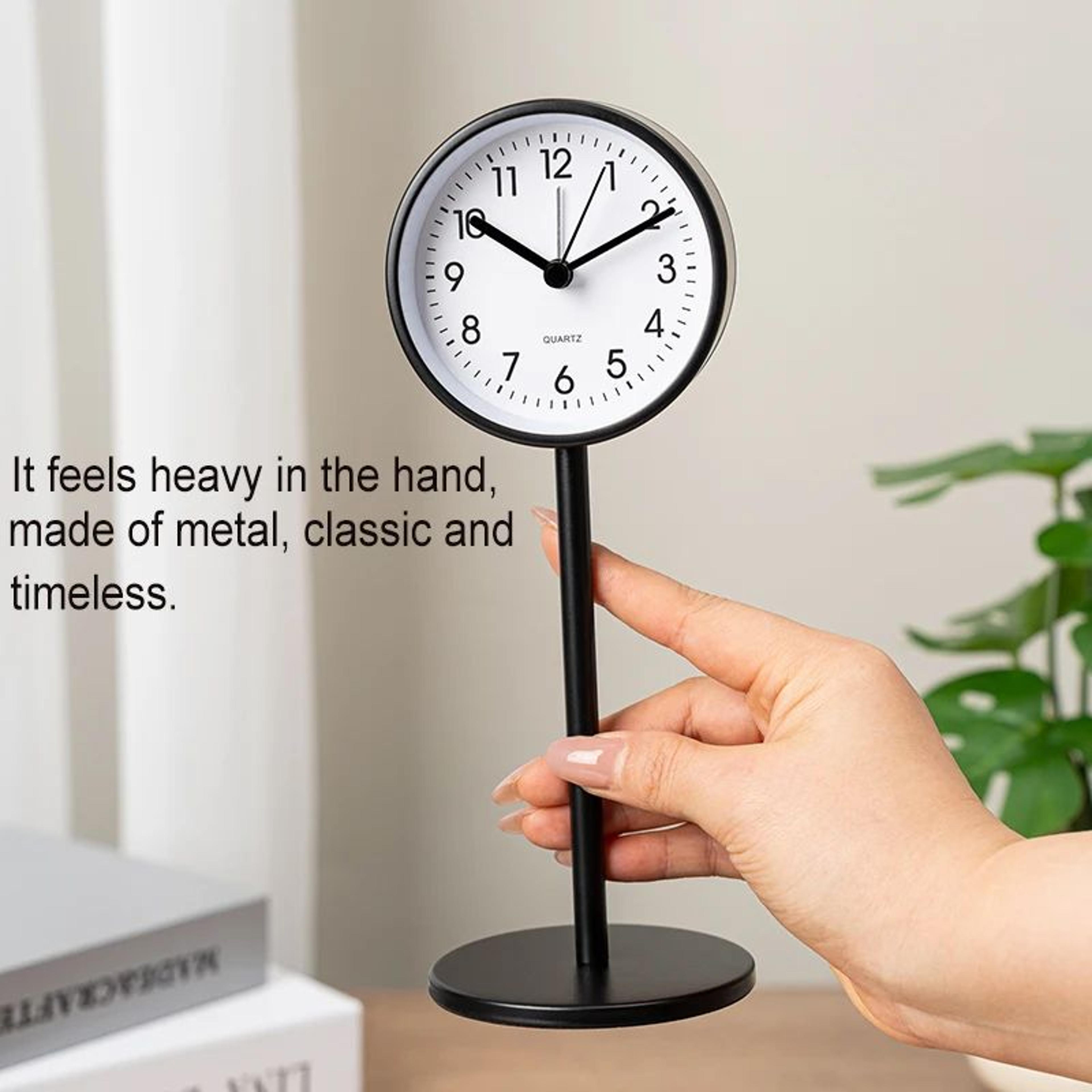 European Style Metal Desktop Alarm Clock  Silent Quartz Geometric Table Clock For Bedroom Office  H 1