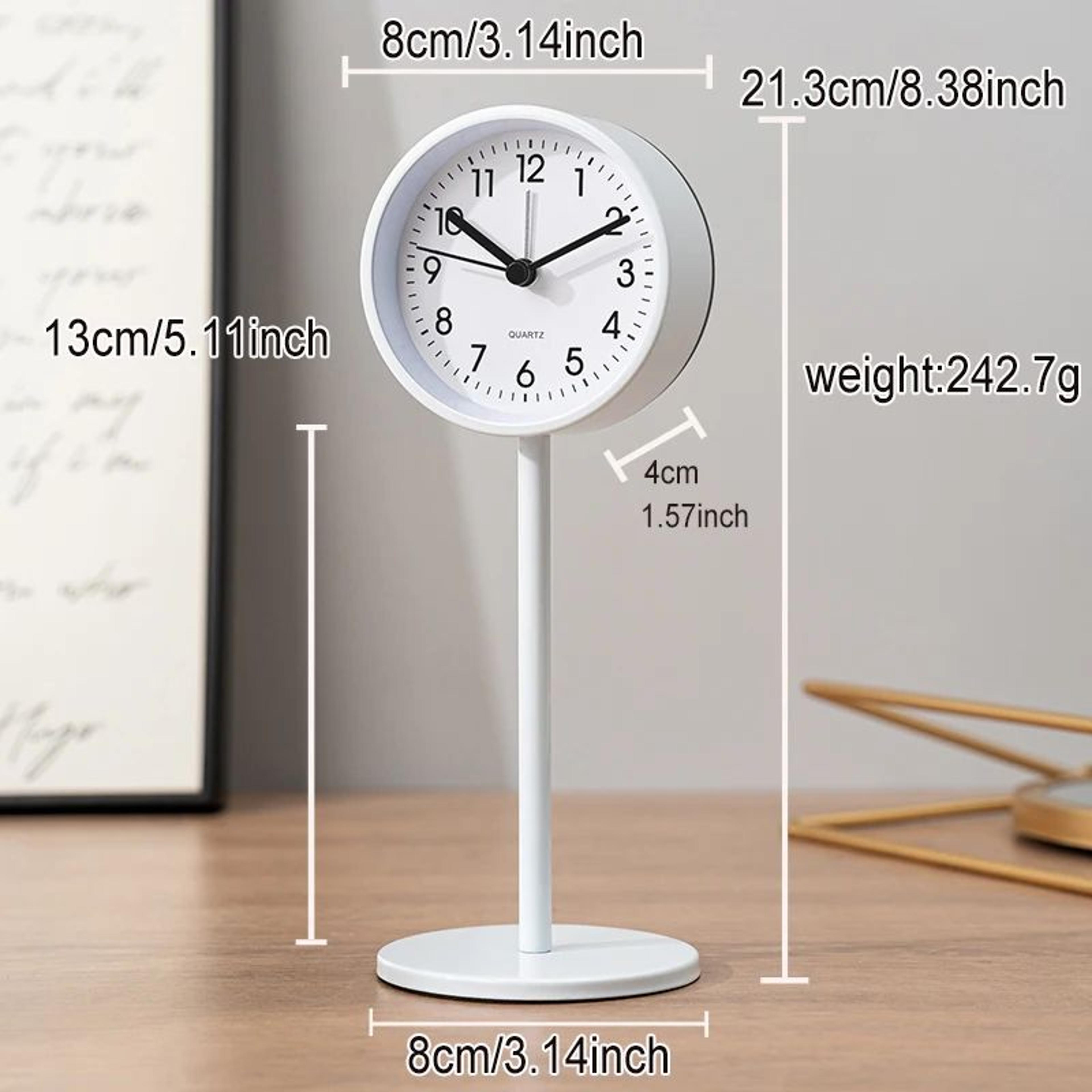 European Style Metal Desktop Alarm Clock  Silent Quartz Geometric Table Clock For Bedroom Office  H 9
