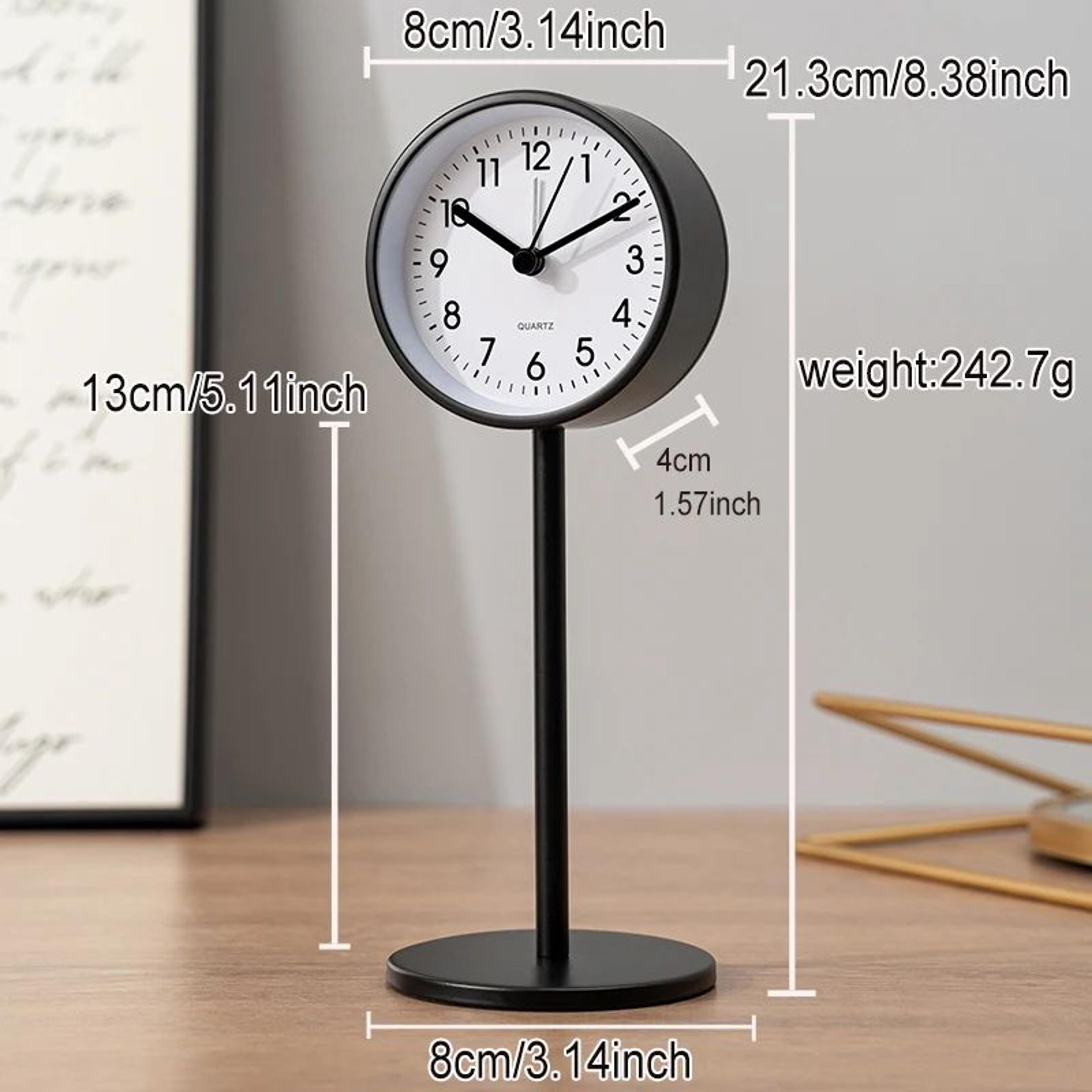 European Style Metal Desktop Alarm Clock  Silent Quartz Geometric Table Clock For Bedroom Office  H 6