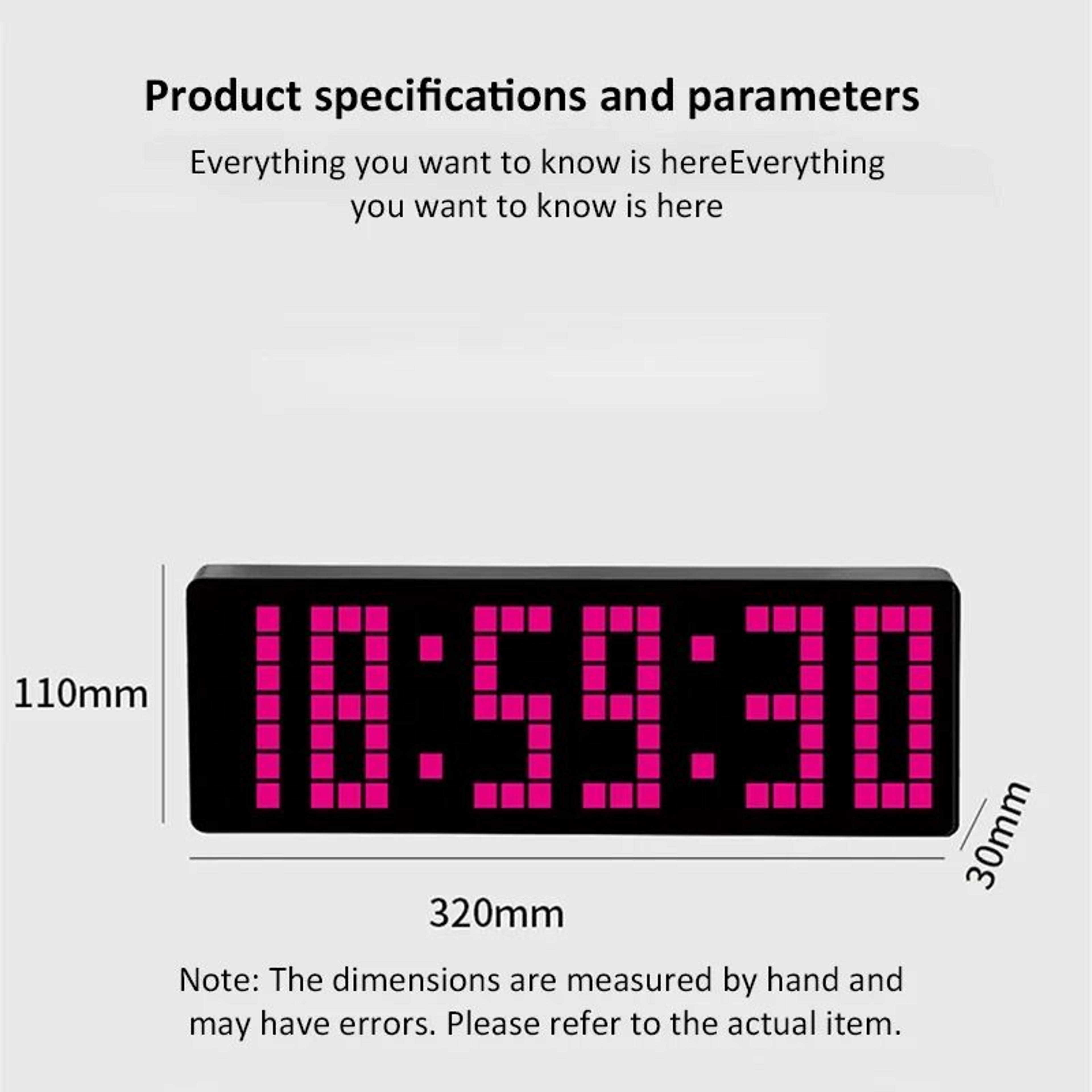 13 In Pixel LED Digital Wall Clock  Remote Control Countdown Stopwatch Timer With 1224 Hr For Home  4
