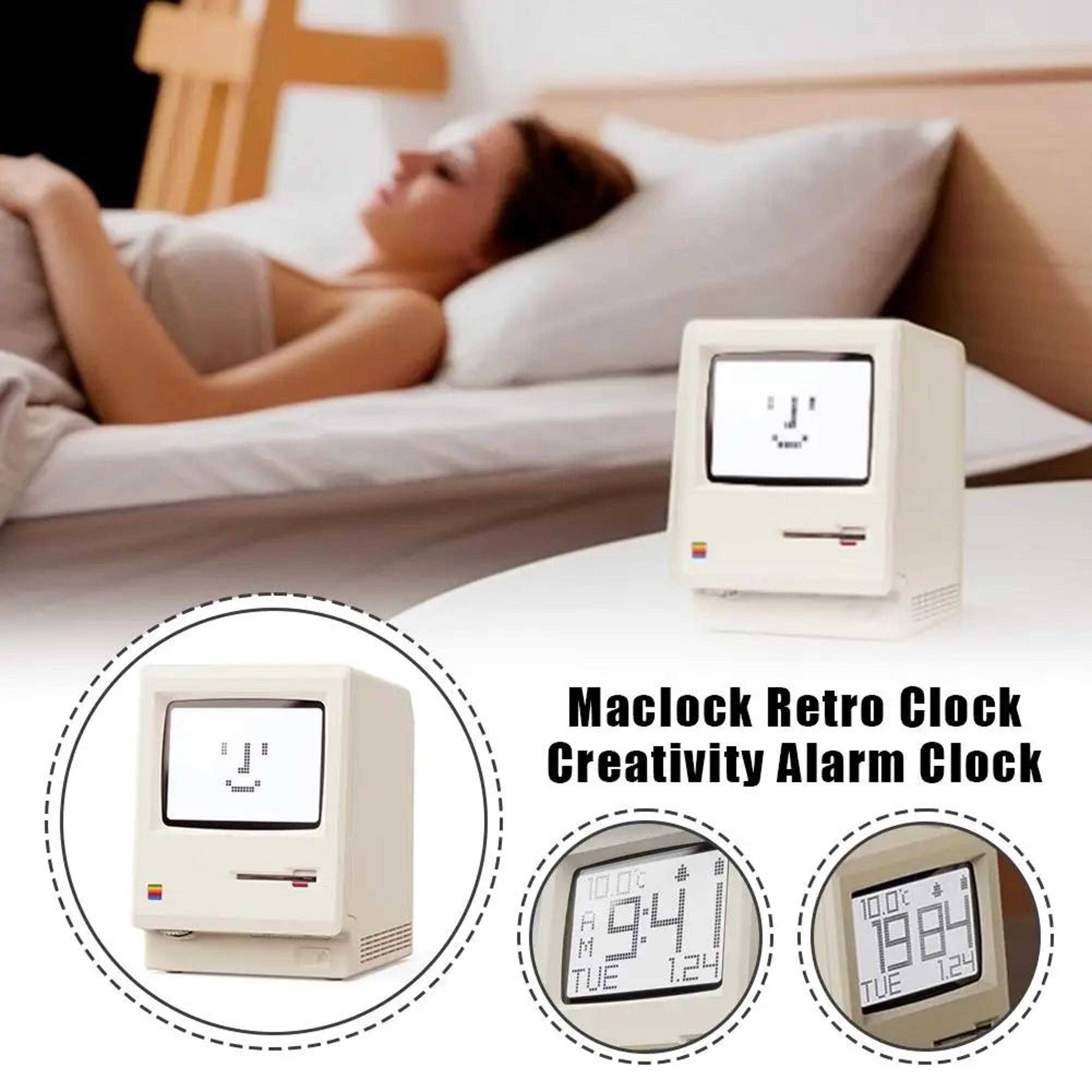 Retro Macintosh Digital Alarm Clock  Creative Maclock Desktop Clock With Calendar Display  Adjustab 3