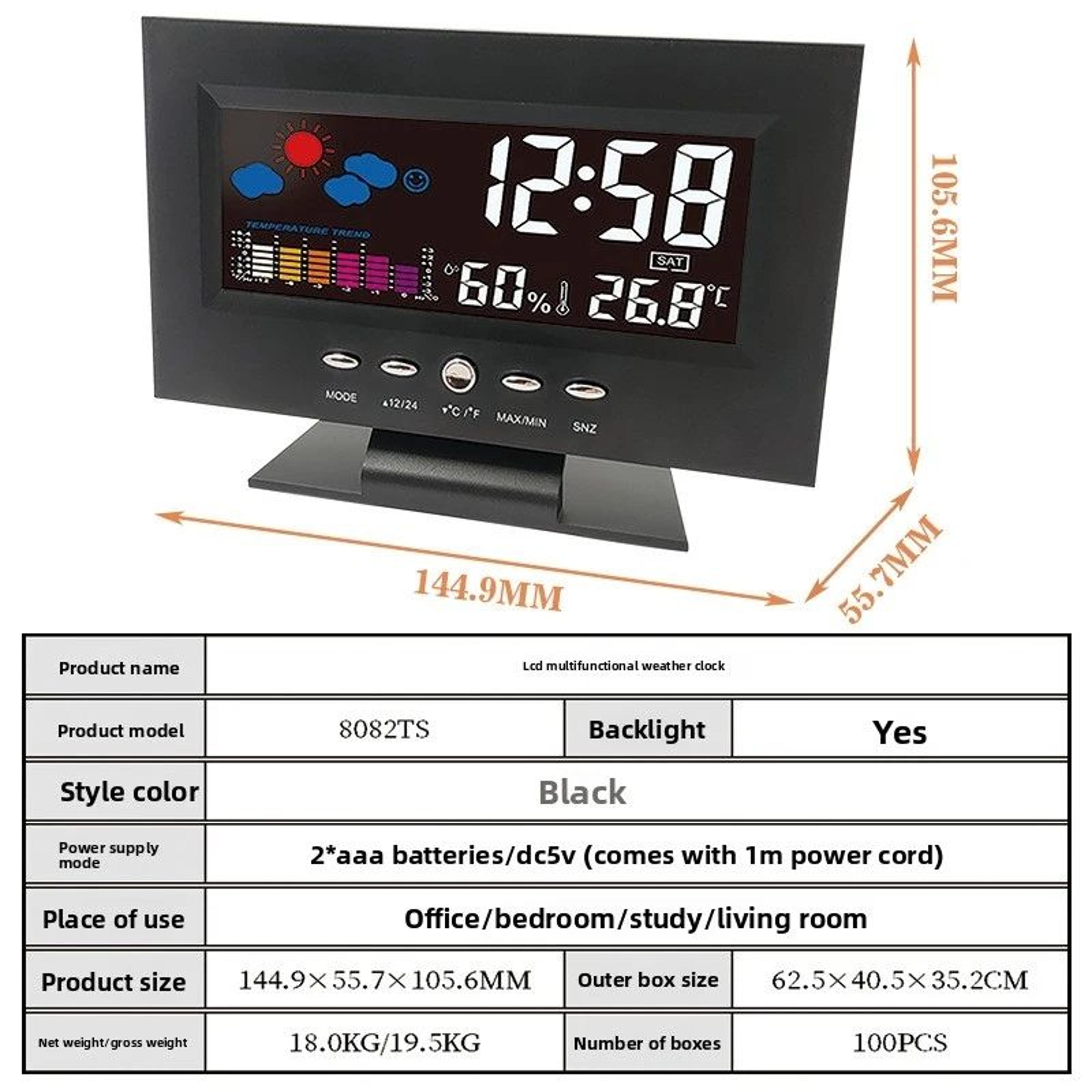 Digital Weather Station Clock  LCD Thermometer Hygrometer With Temperature Humidity Meter Calendar  3