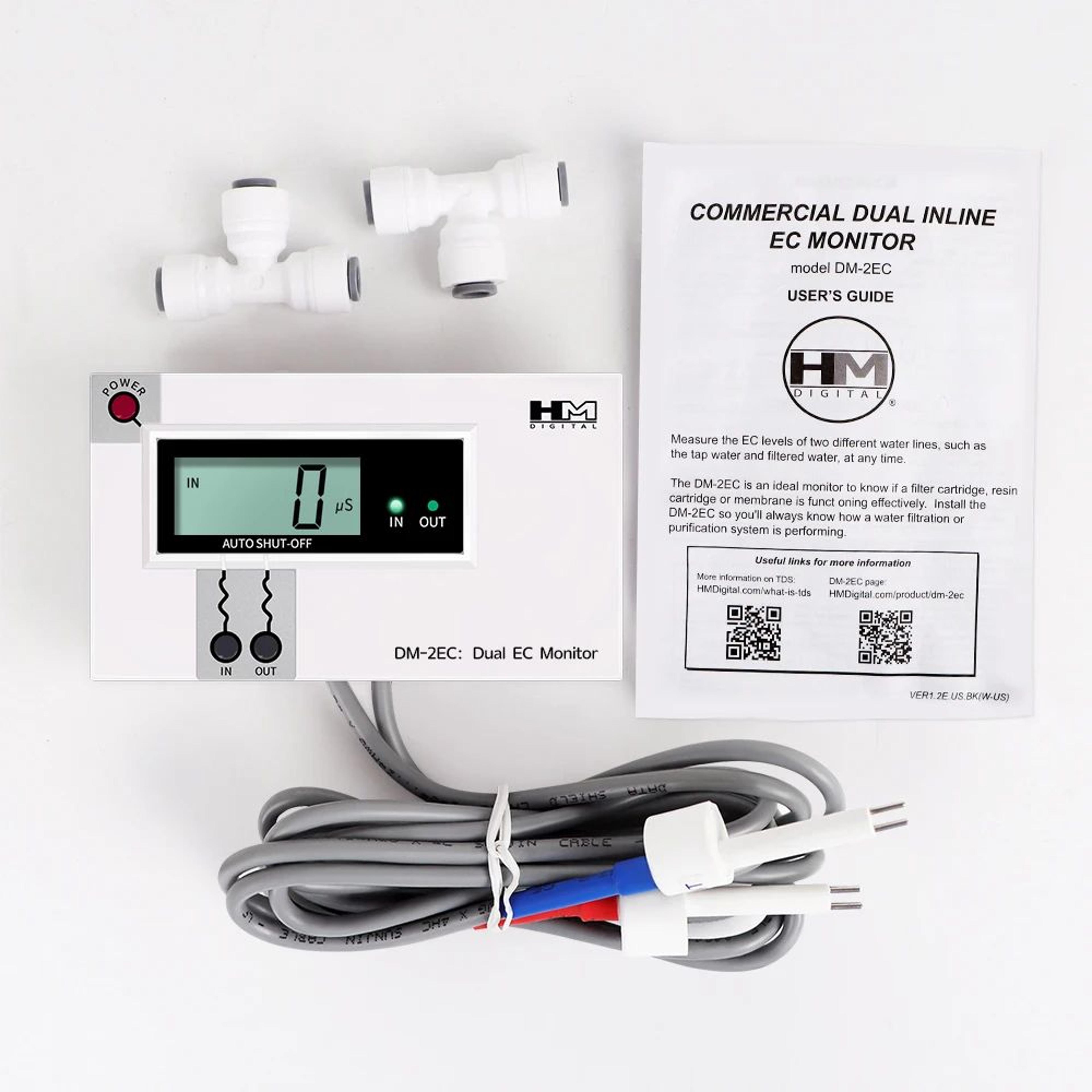 dual probe digital water quality tester – online tds ec input output monitor for tap water aquariums & filtration system
