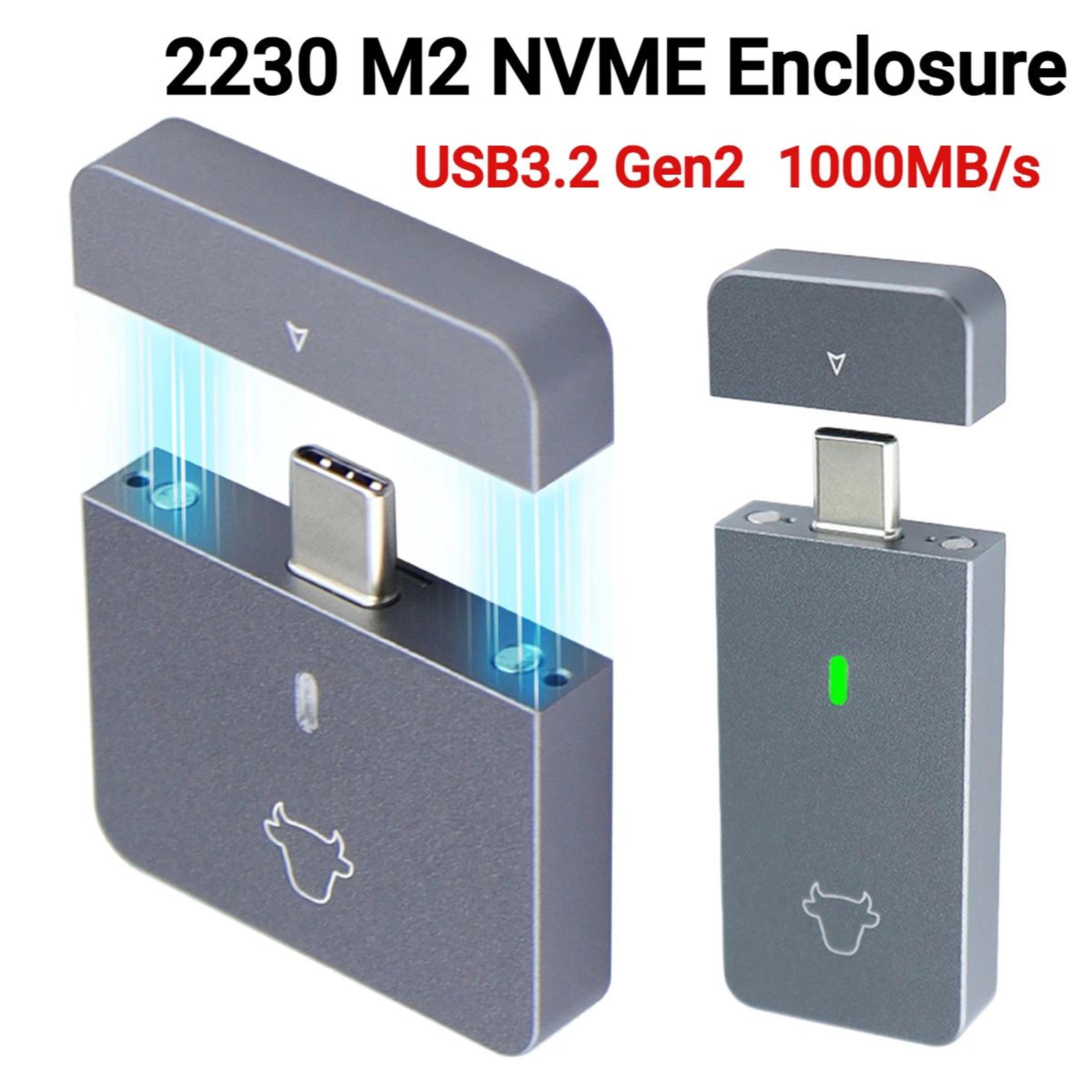 m.2 nvme 2230 ssd enclosure – 10gbps usb-c 3.2 gen 2 aluminum external adapter case for sn740 sn530 pm991a bg4