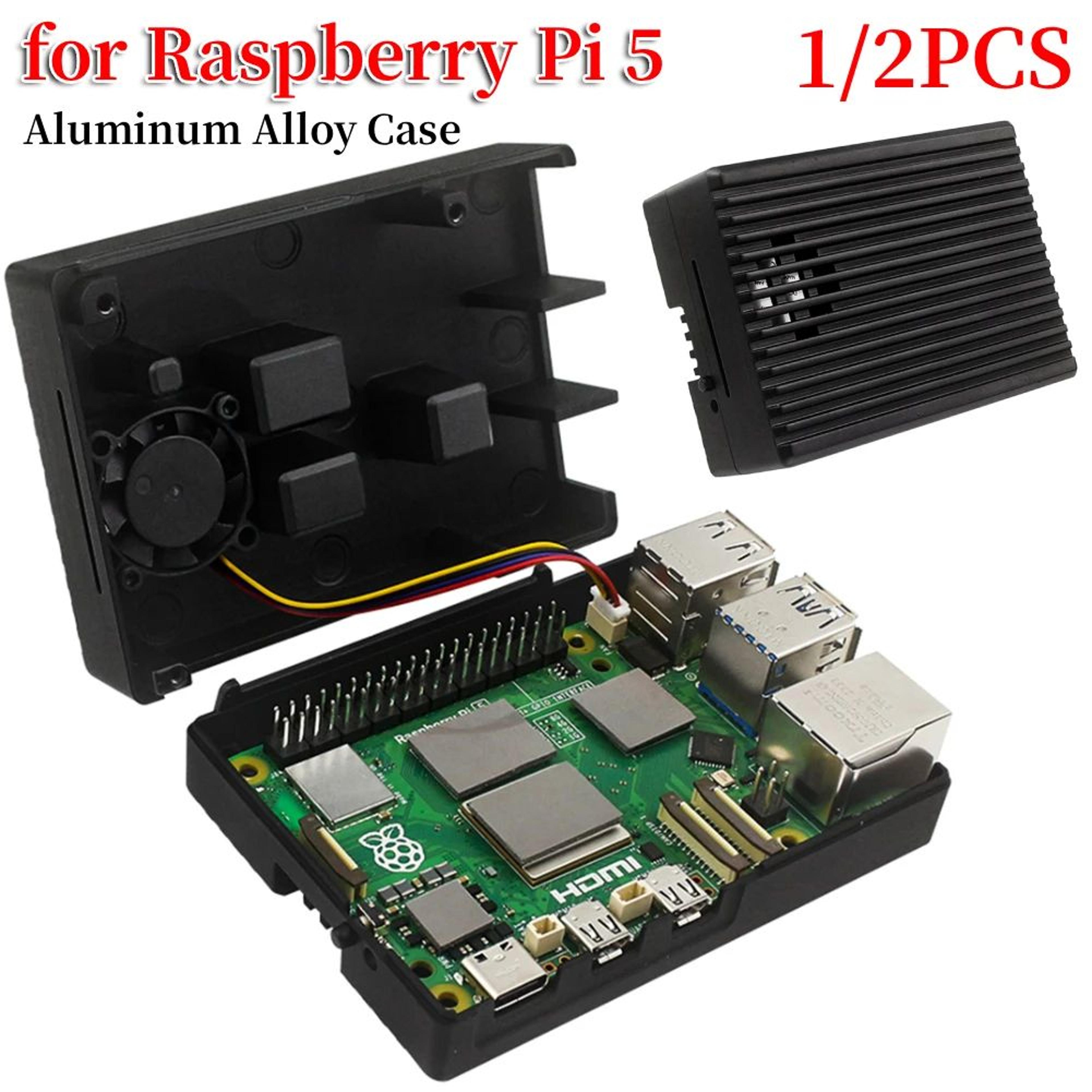 raspberry pi 5 aluminum alloy case – metal protective enclosure with active cooler heatsink fan for pi 5b projects