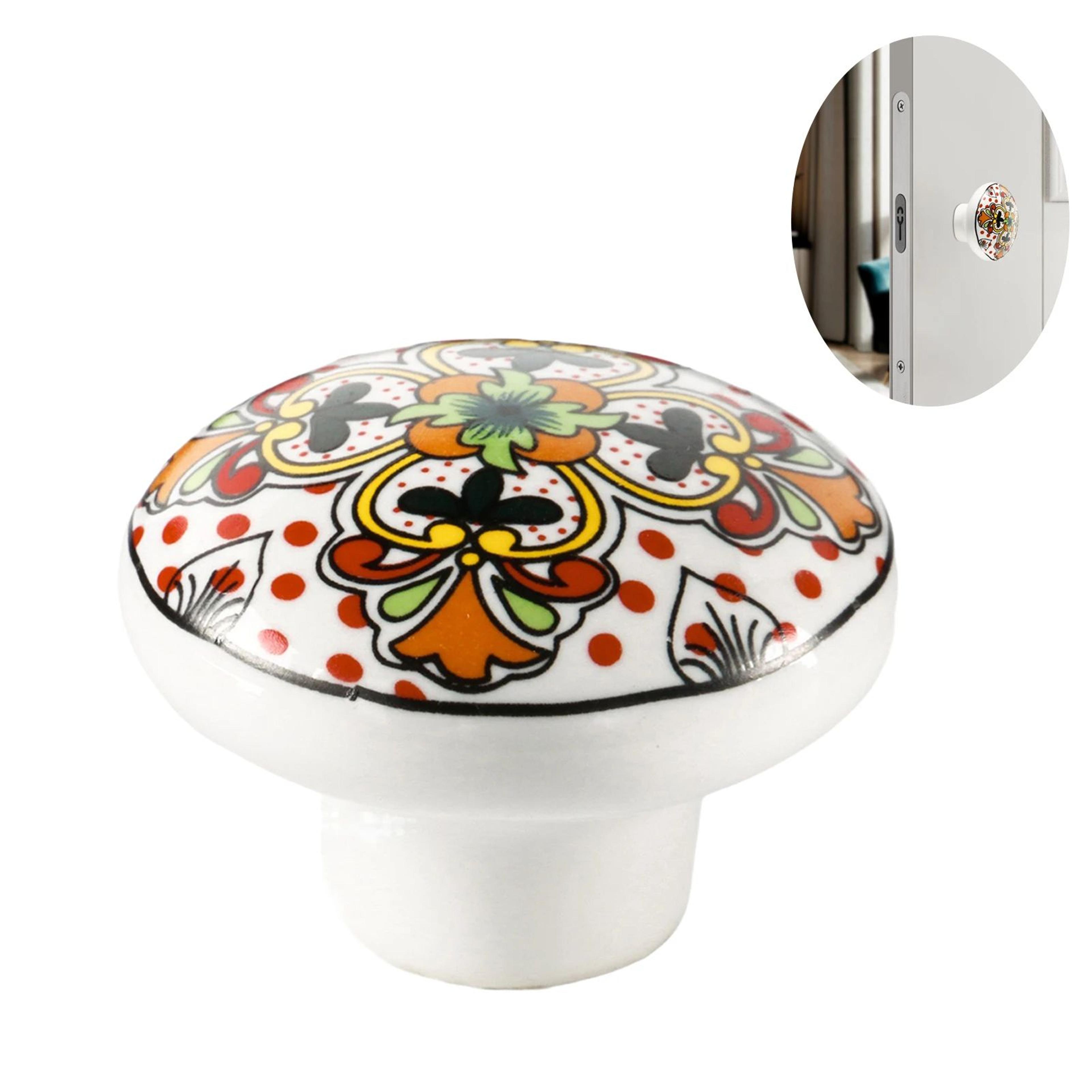 boho ceramic cabinet knobs – hand-painted multicolor mandala drawer pulls for kitchen cupboards dressers & closets
