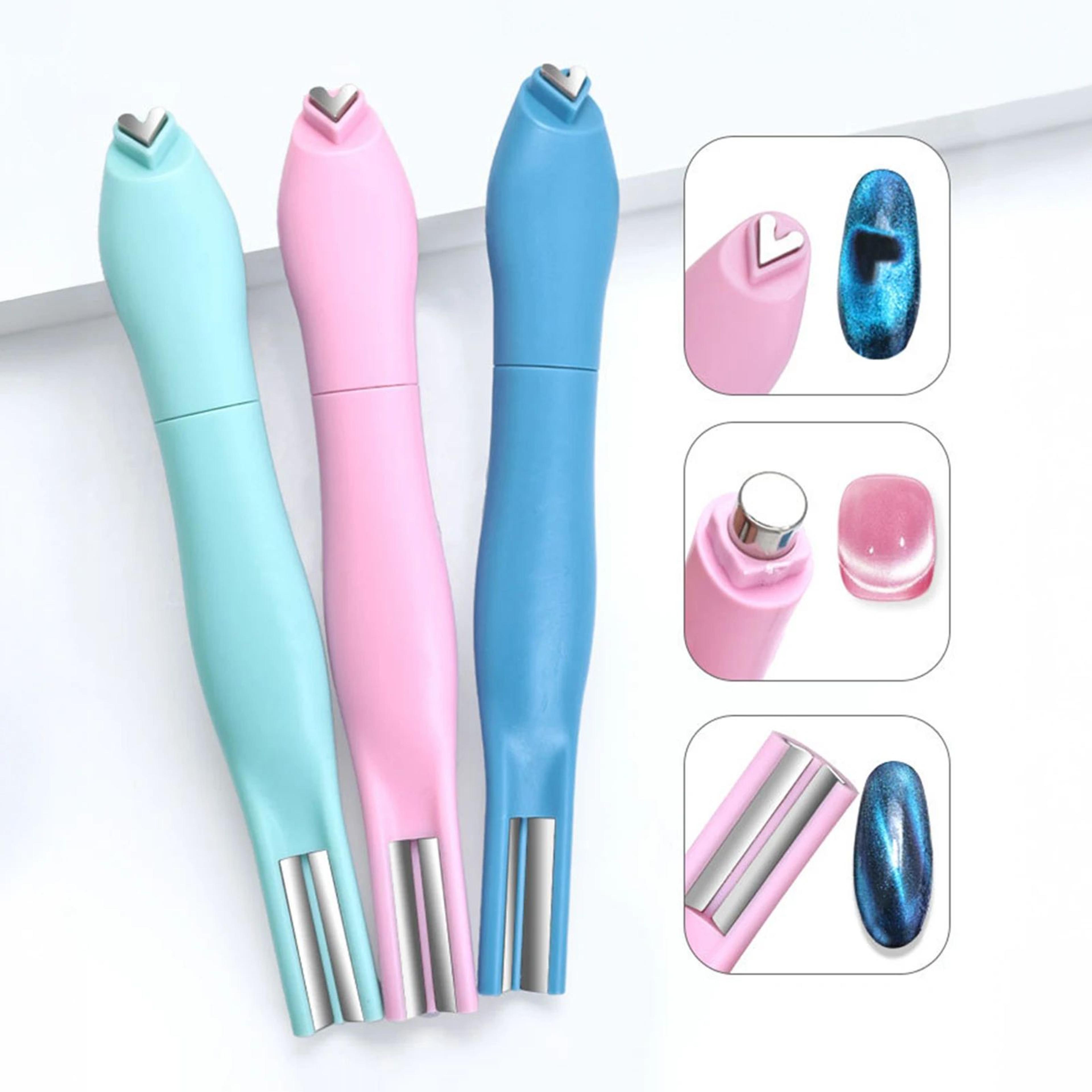3-in-1 heart cat eye nail magnet – 5.12-inch gel polish magnetic pen, dotting & liner tool for diy nail art