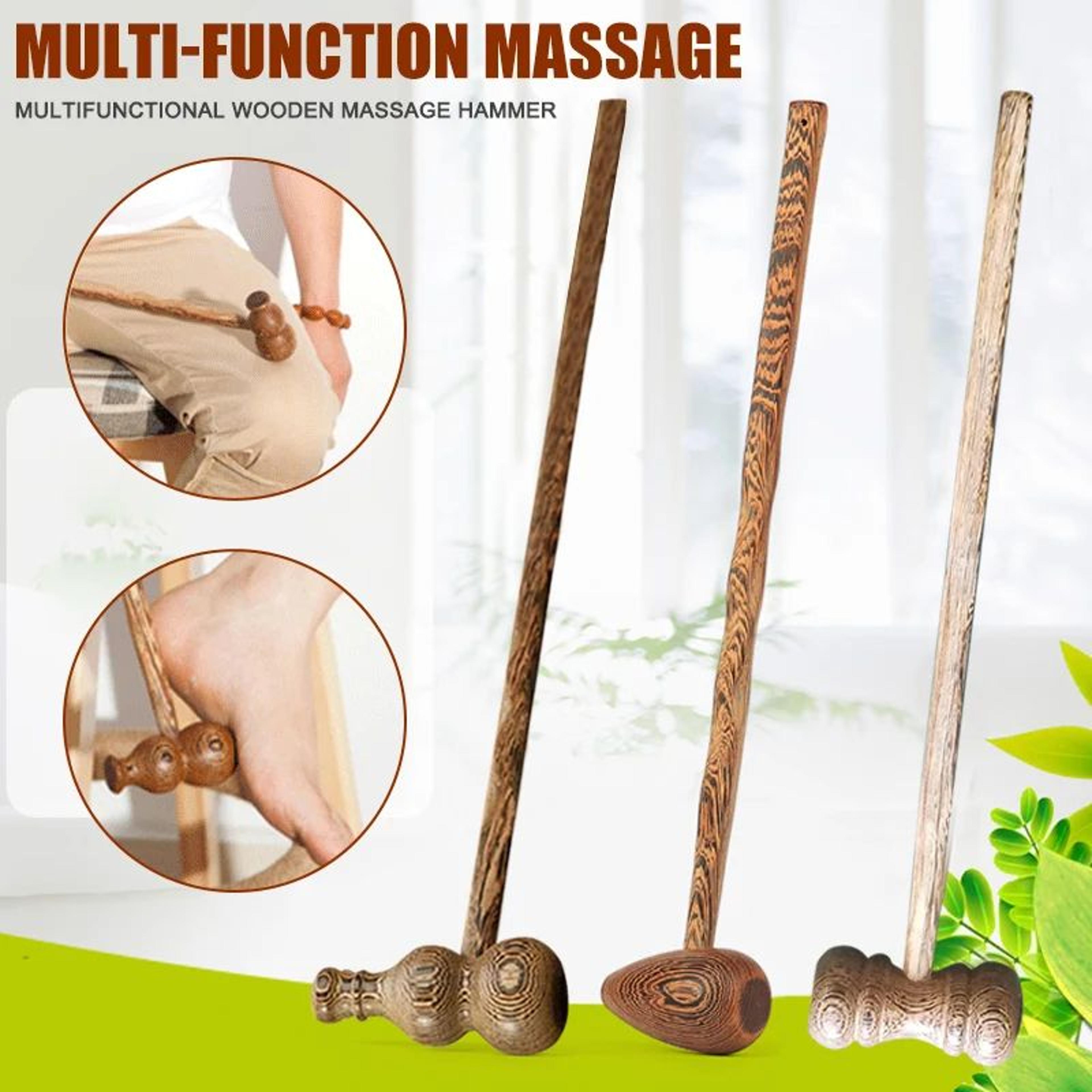 wooden massage hammer – handheld body massager for relaxing back, shoulders, arms and legs with easy at-home self-care