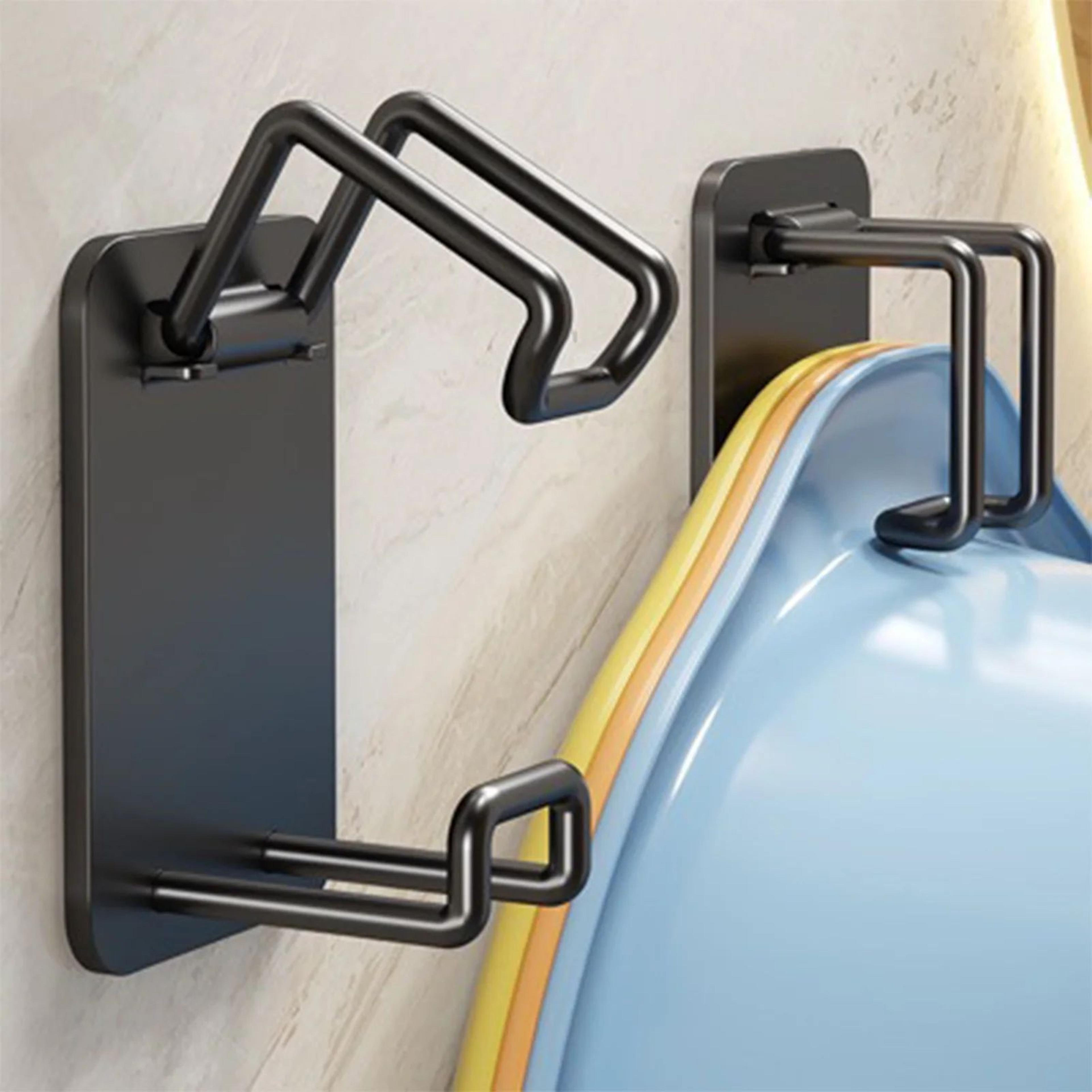 foldable wash basin wall holder – stainless steel no-drill storage hook for tidy bathrooms, kitchens and daily storage