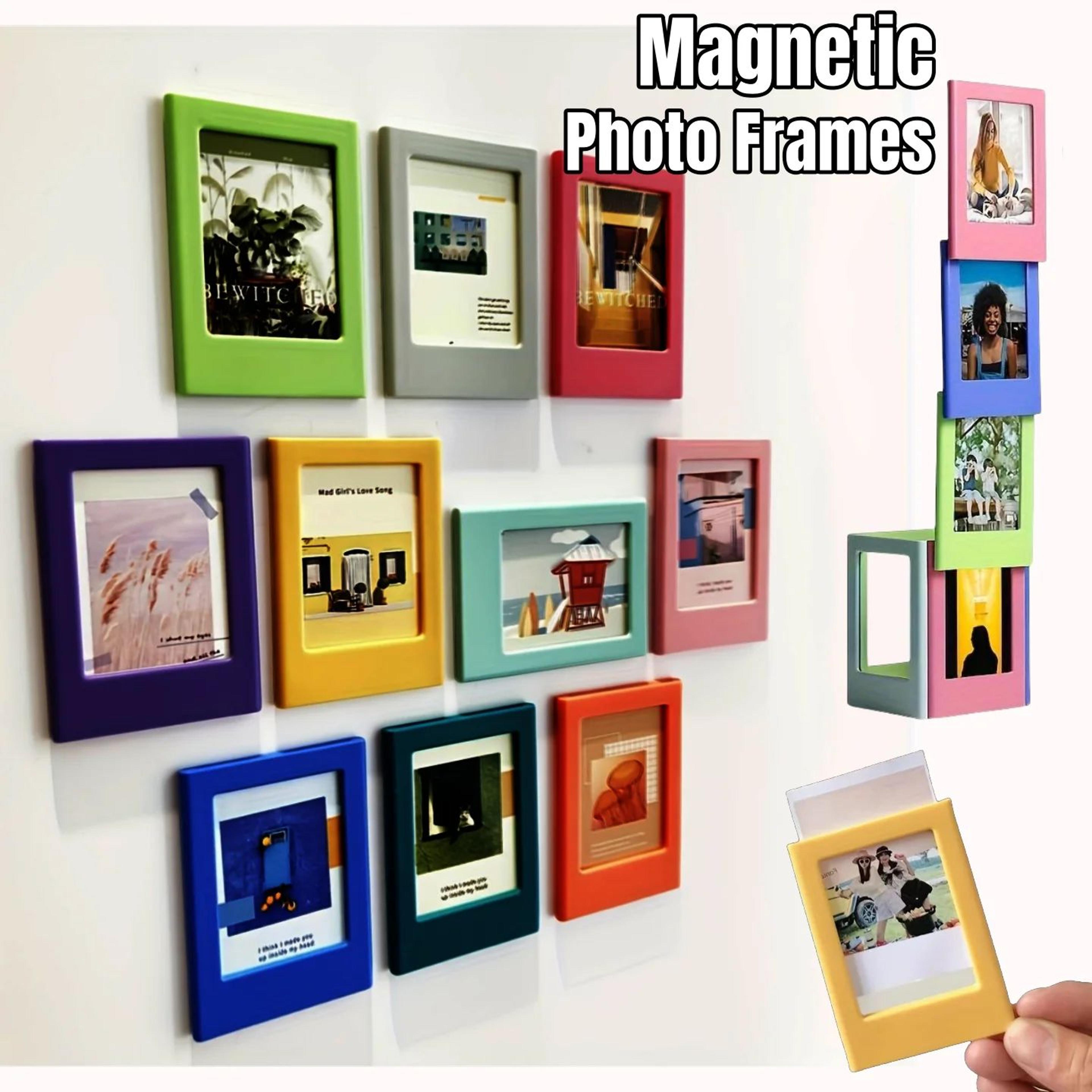retro magnetic photo frame – 3 in instant photo display holder for kitchen decor, family memories and thoughtful gifts