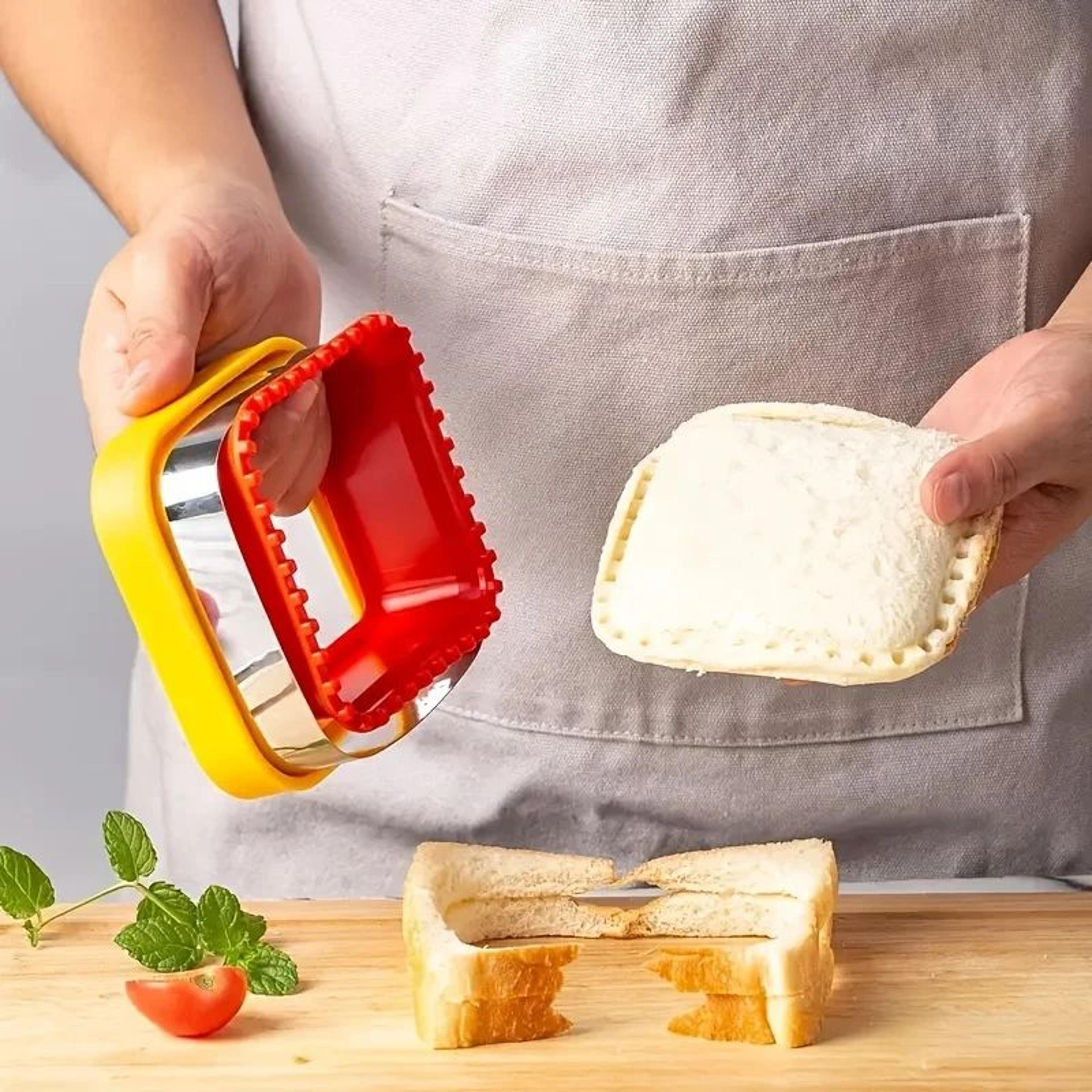 stainless steel sandwich cutter – mold with hand guard for creative toast, fruit shapes, lunch box decor & baking prep