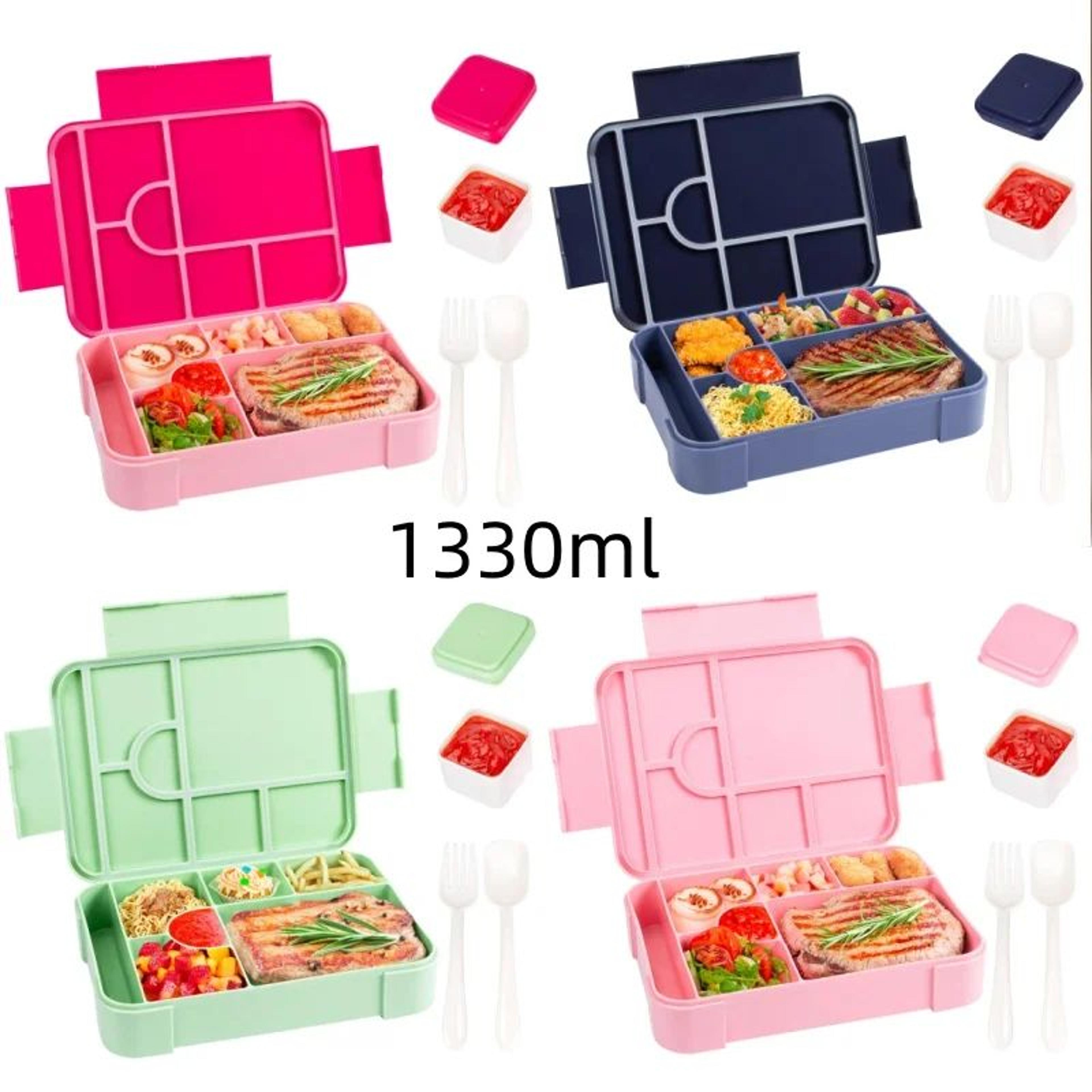 divided bento lunch box – leakproof food container with fork & spoon for school meals, camping & meal prep