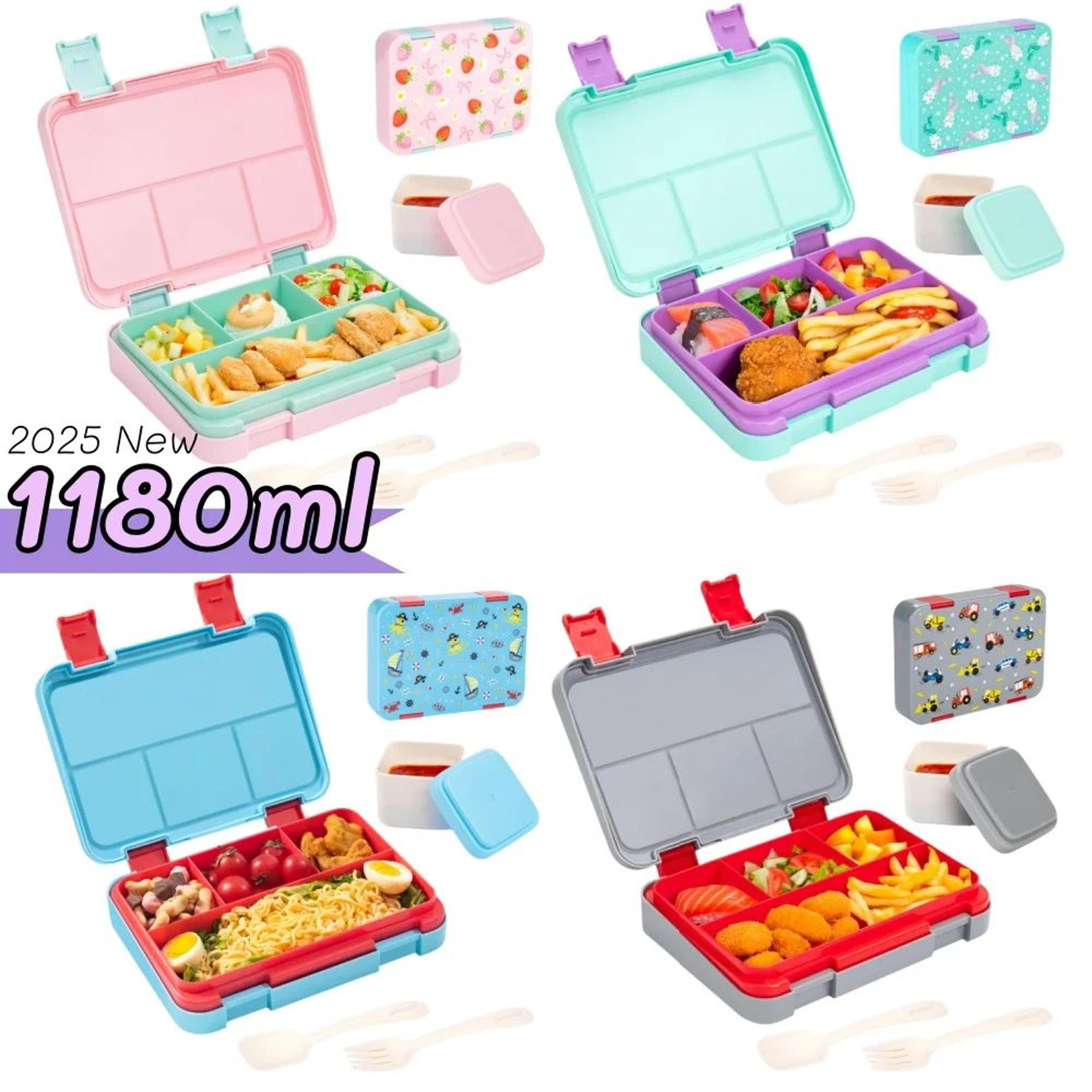 cartoon bento lunch box – 39.90 fl oz leakproof meal container with removable dividers for school, work & picnic meals