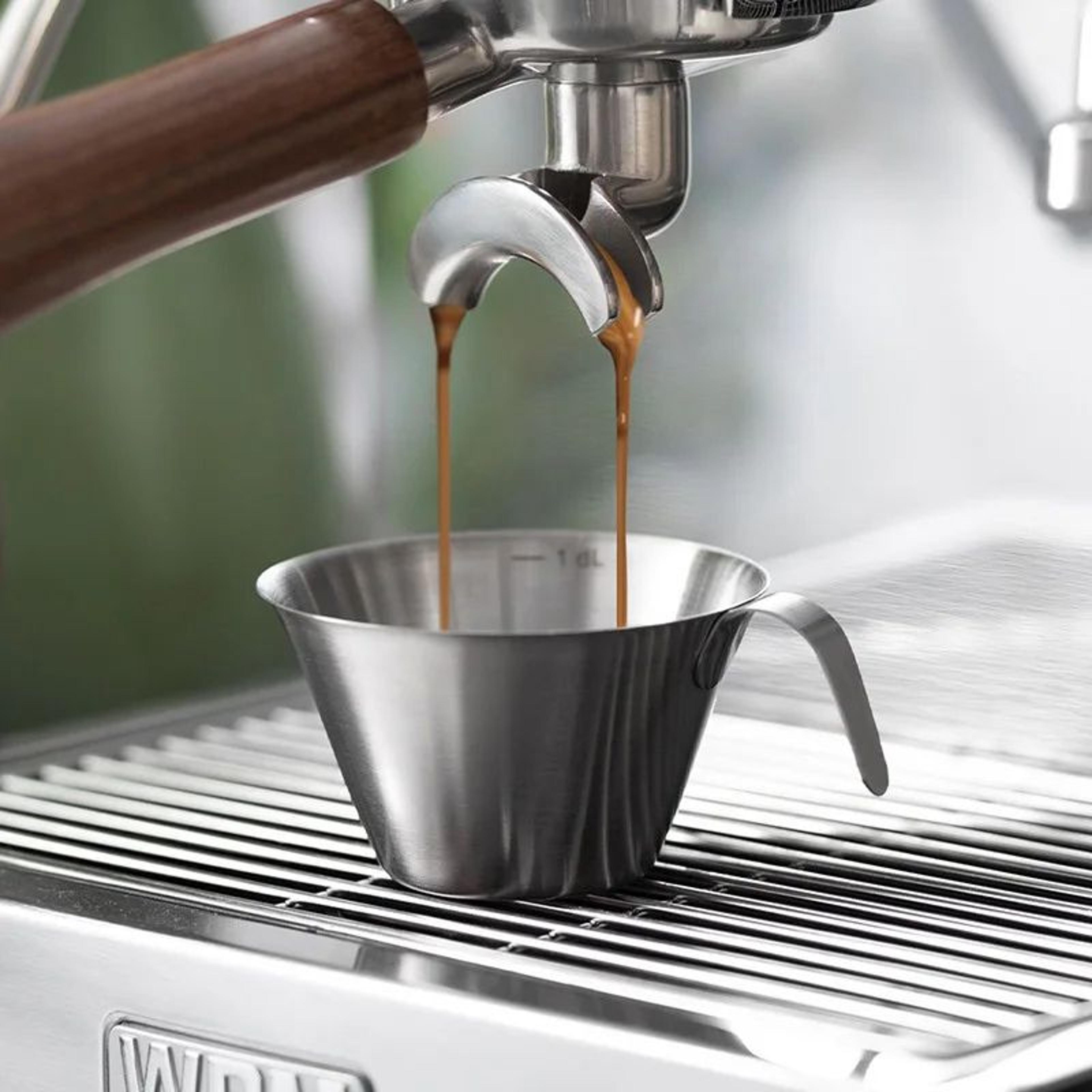 stainless steel measuring cup – 3.5 fl oz coffee shot cup with a handle and scale for espresso, milk prep and baristas