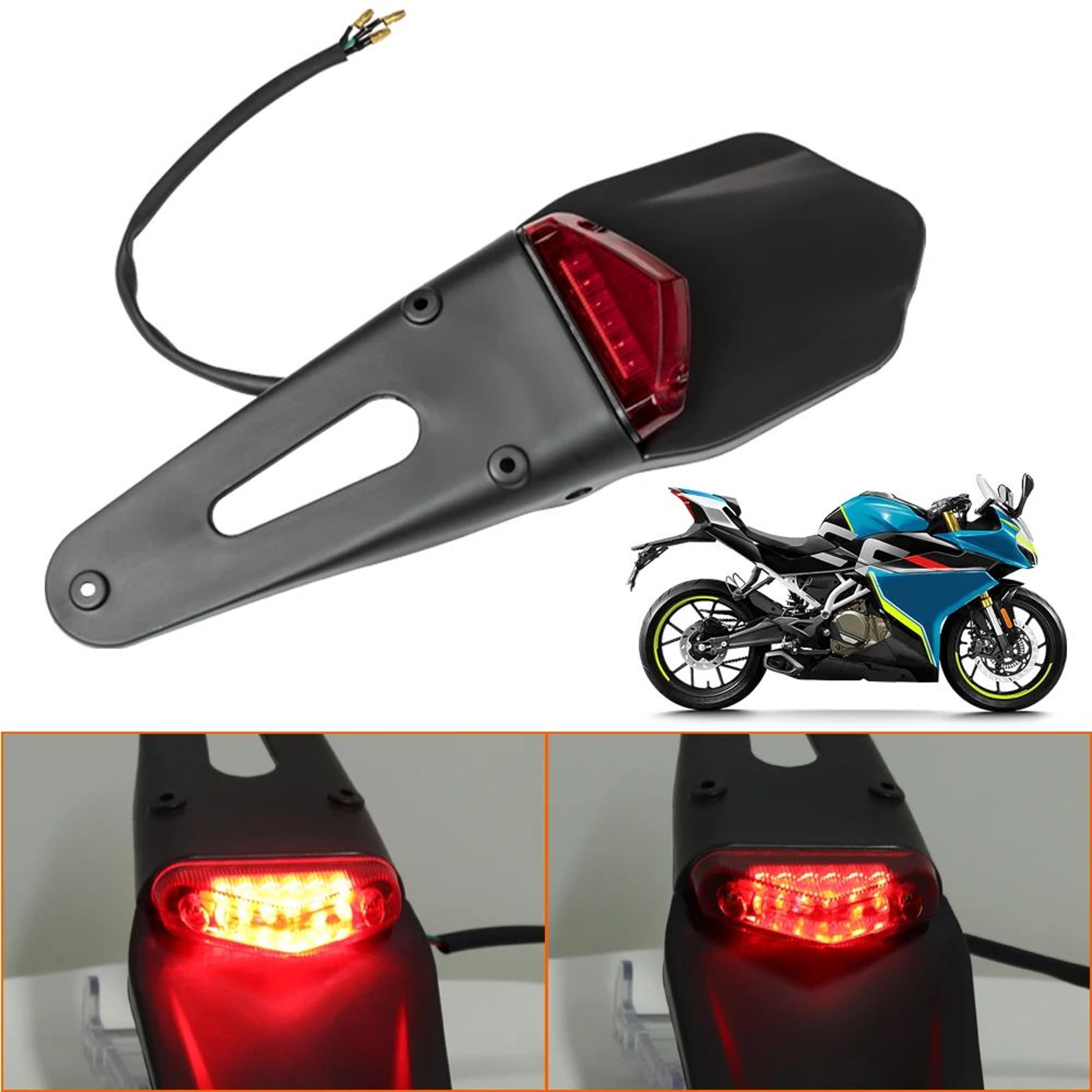 motorcycle led brake taillight – 12v rear fender with license plate bracket for enduro, dirt bikes and diy bike builds