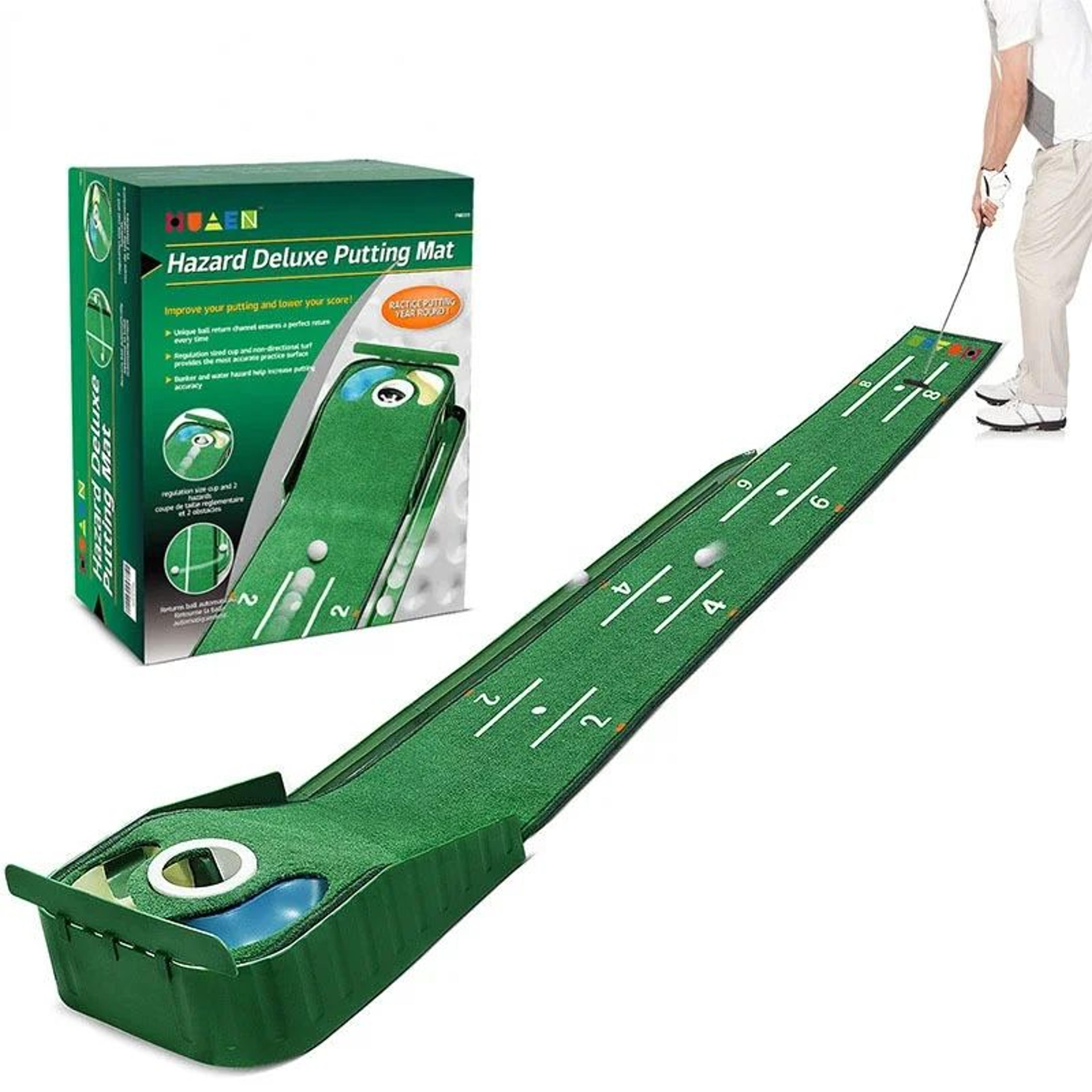 indoor golf putting mat – detachable putter trainer with automatic ball return & blocking plate for easy home practice