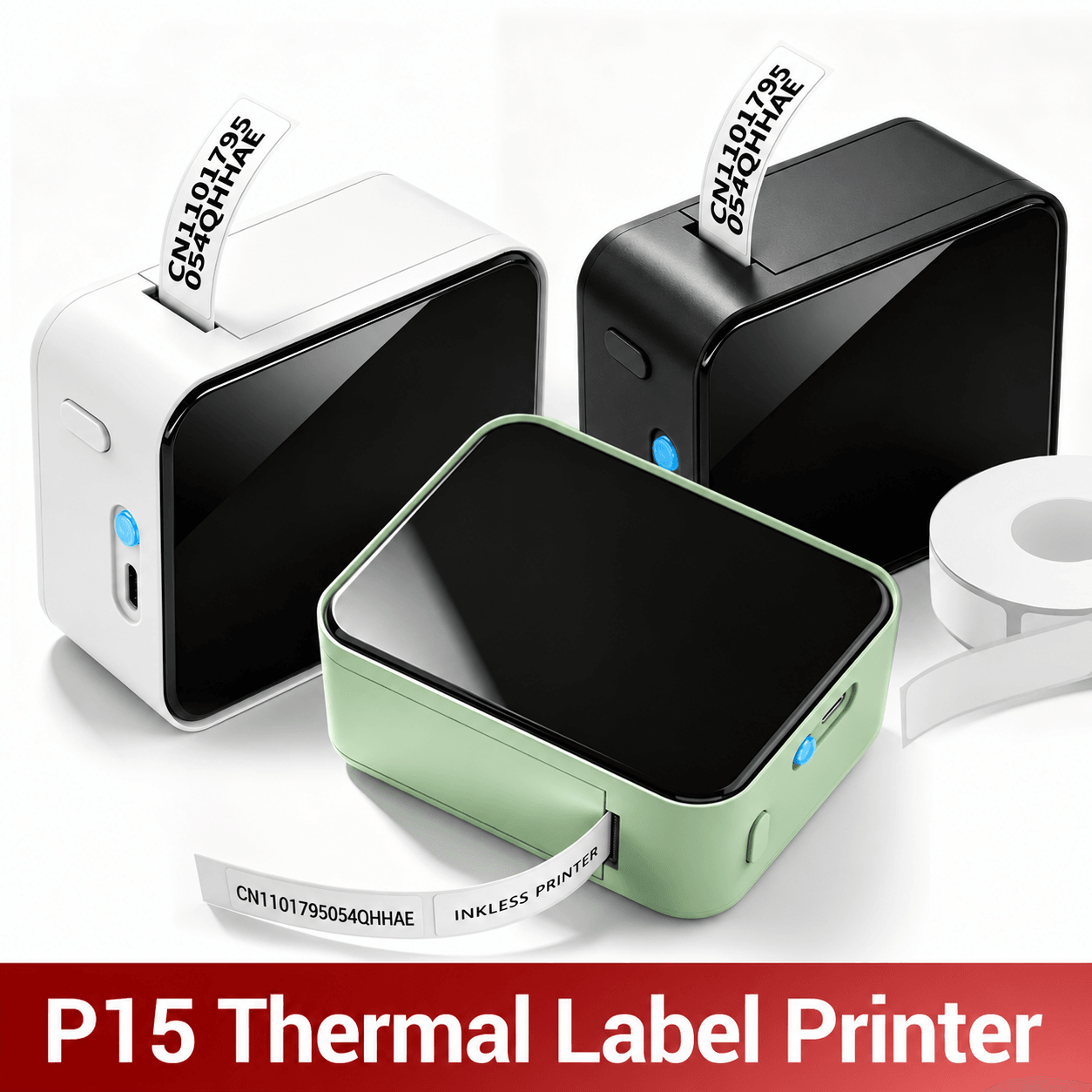 mini thermal label printer – p15 bluetooth label maker for ios & android, name tags, price labels, notes & time labels