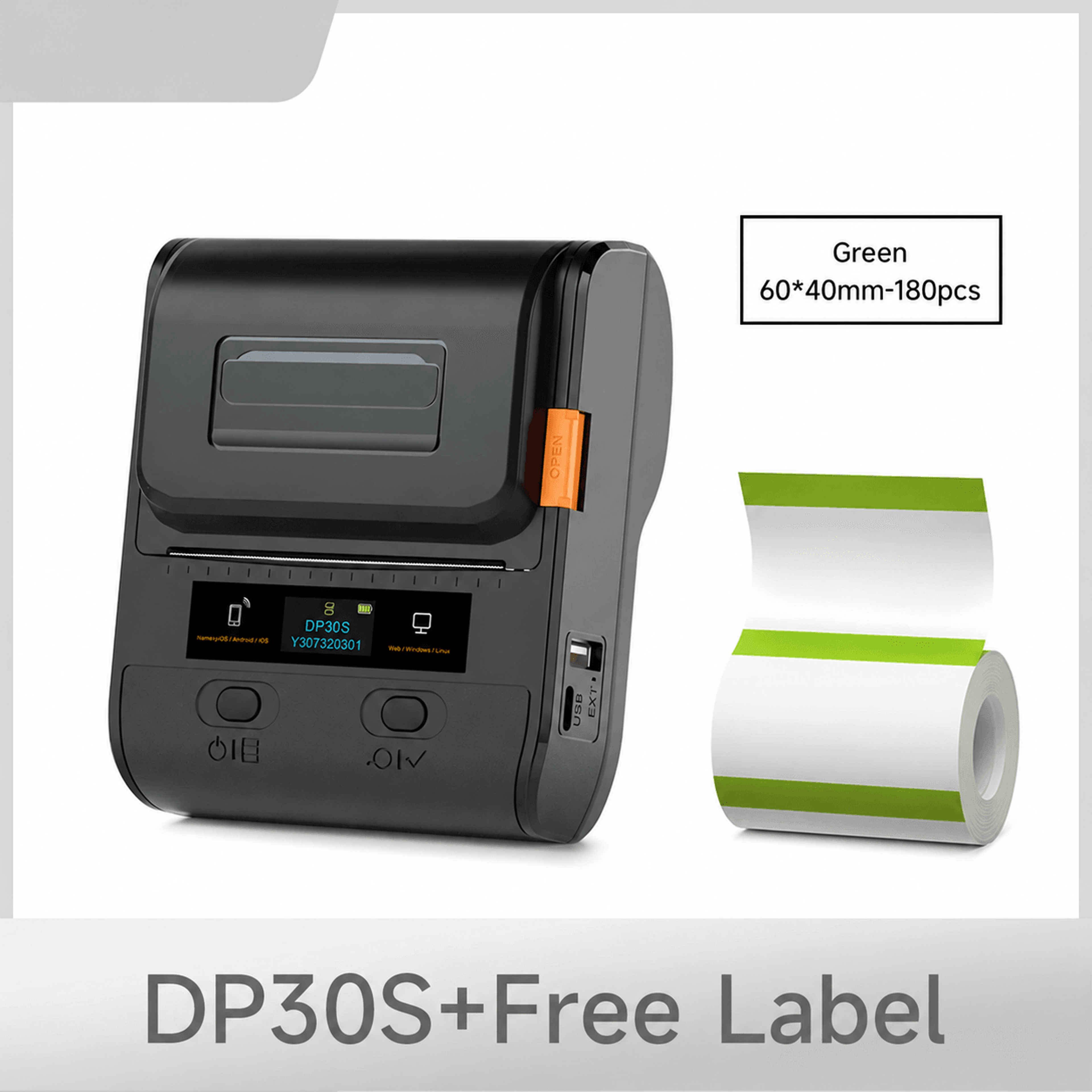 portable thermal printer – dp30s wireless desktop label printer for android, ios & windows, business & office labeling
