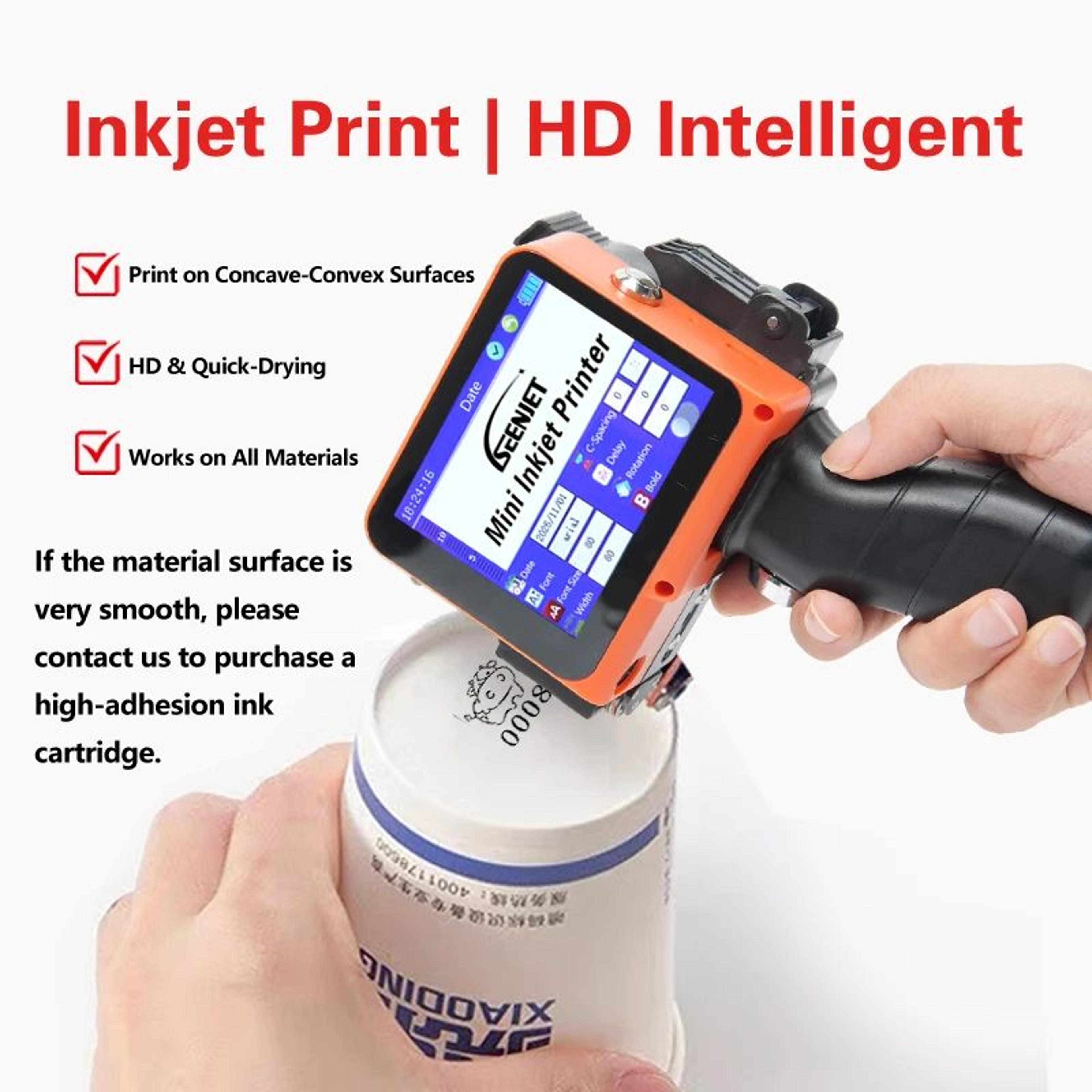handheld inkjet printer – mini p3 date, batch & qr code printing for bottles, boxes, and product labels, up to 600 dpi