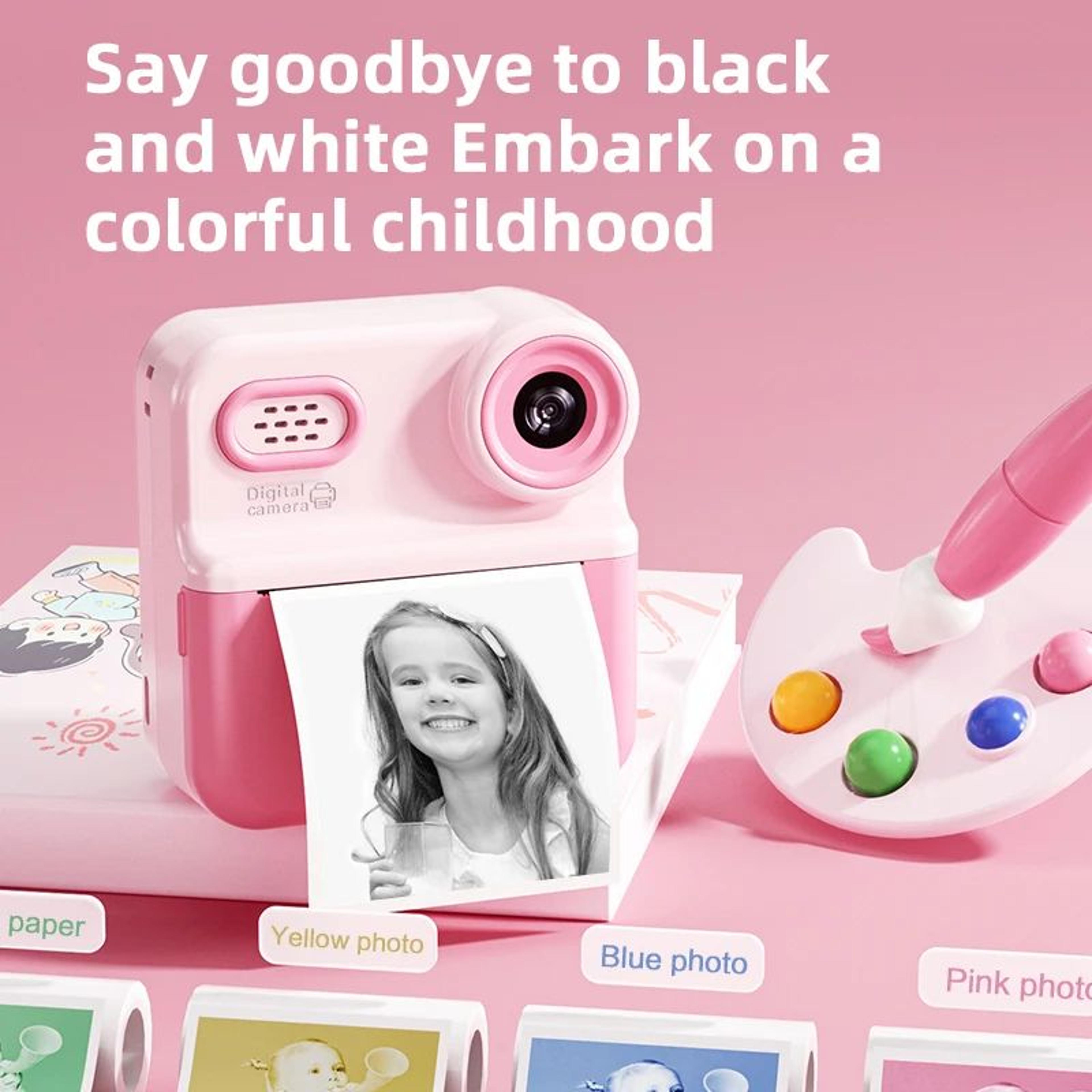kids instant print camera – 1080p digital video camera with thermal photo printing for creative play and birthday gift