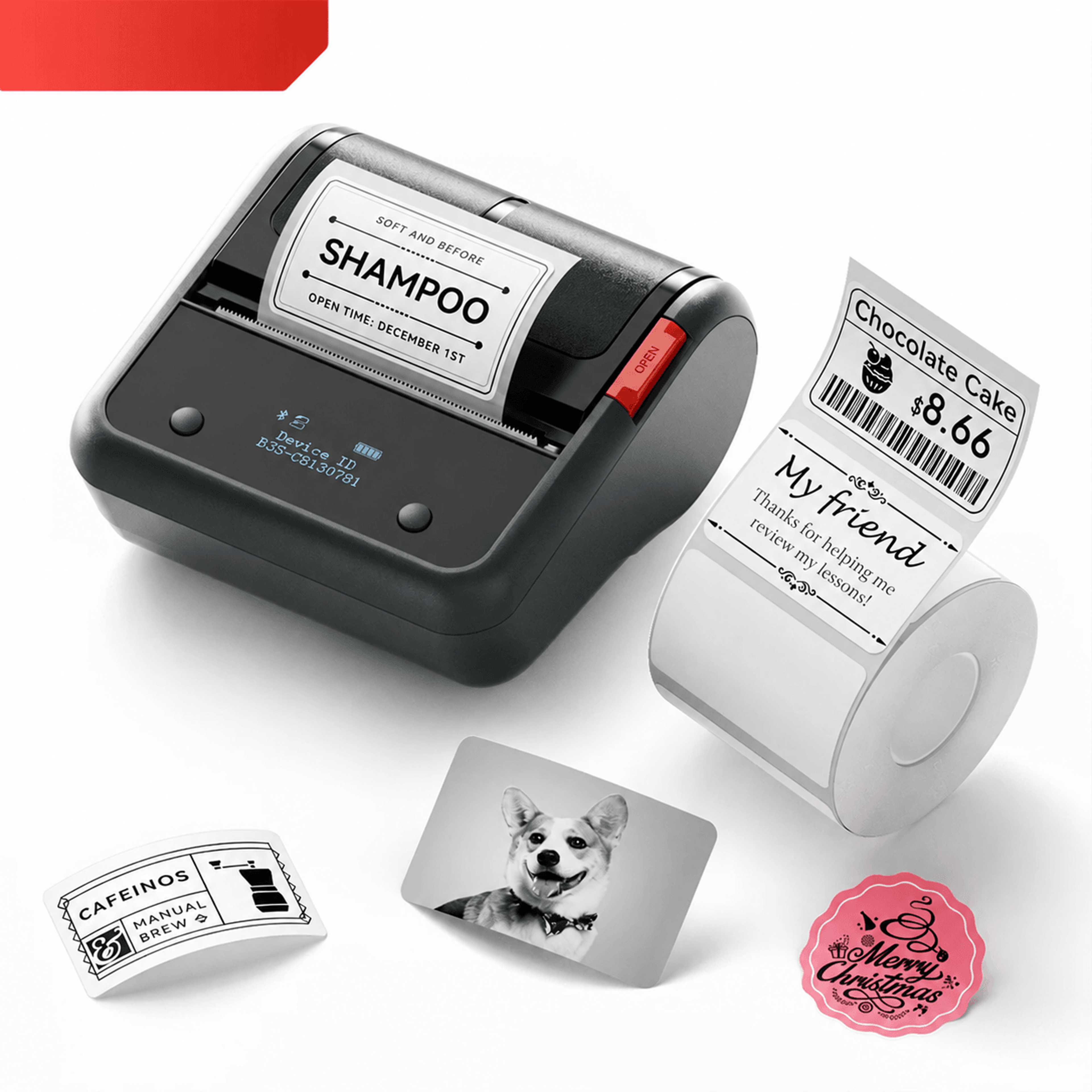 wireless thermal label printer – b3s bluetooth barcode & jewelry sticker maker for ios, android & windows business use