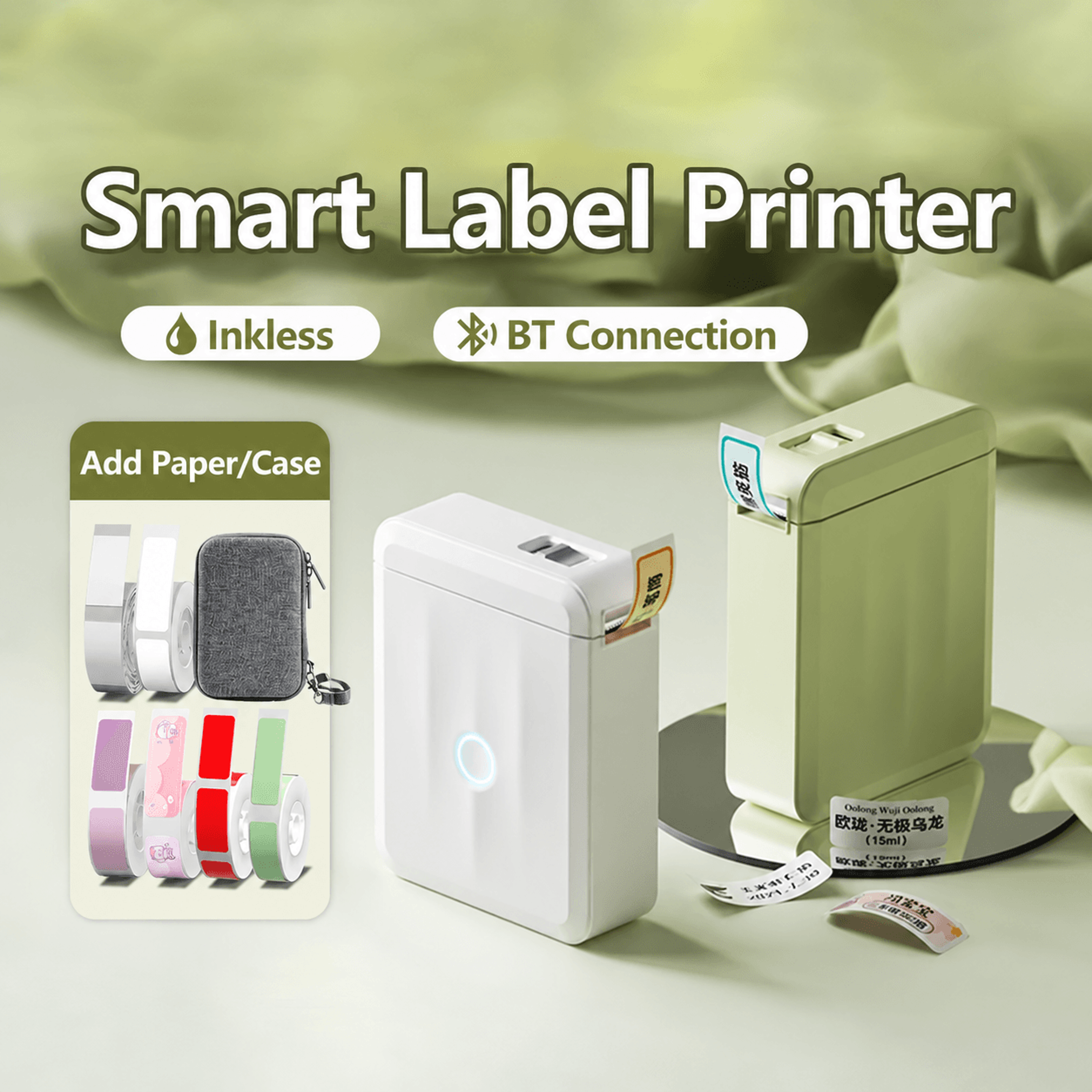 mini label printer – d110m bluetooth inkless sticker maker with auto paper rewind for home, office & school organizing