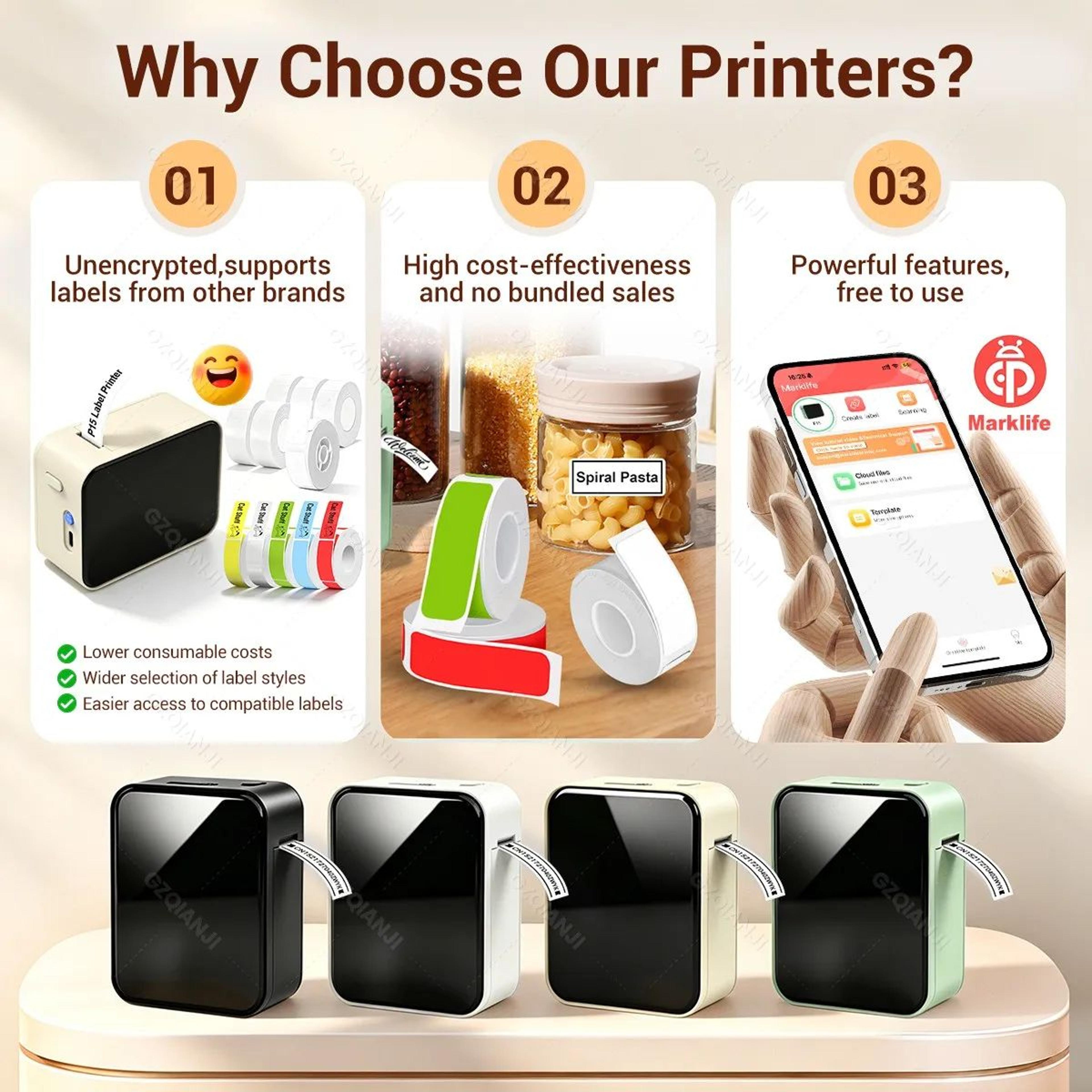 Mini Label Printer  P15 Bluetooth Inkless Sticker Maker With App Editing  Bulk Printing For Home  O 1