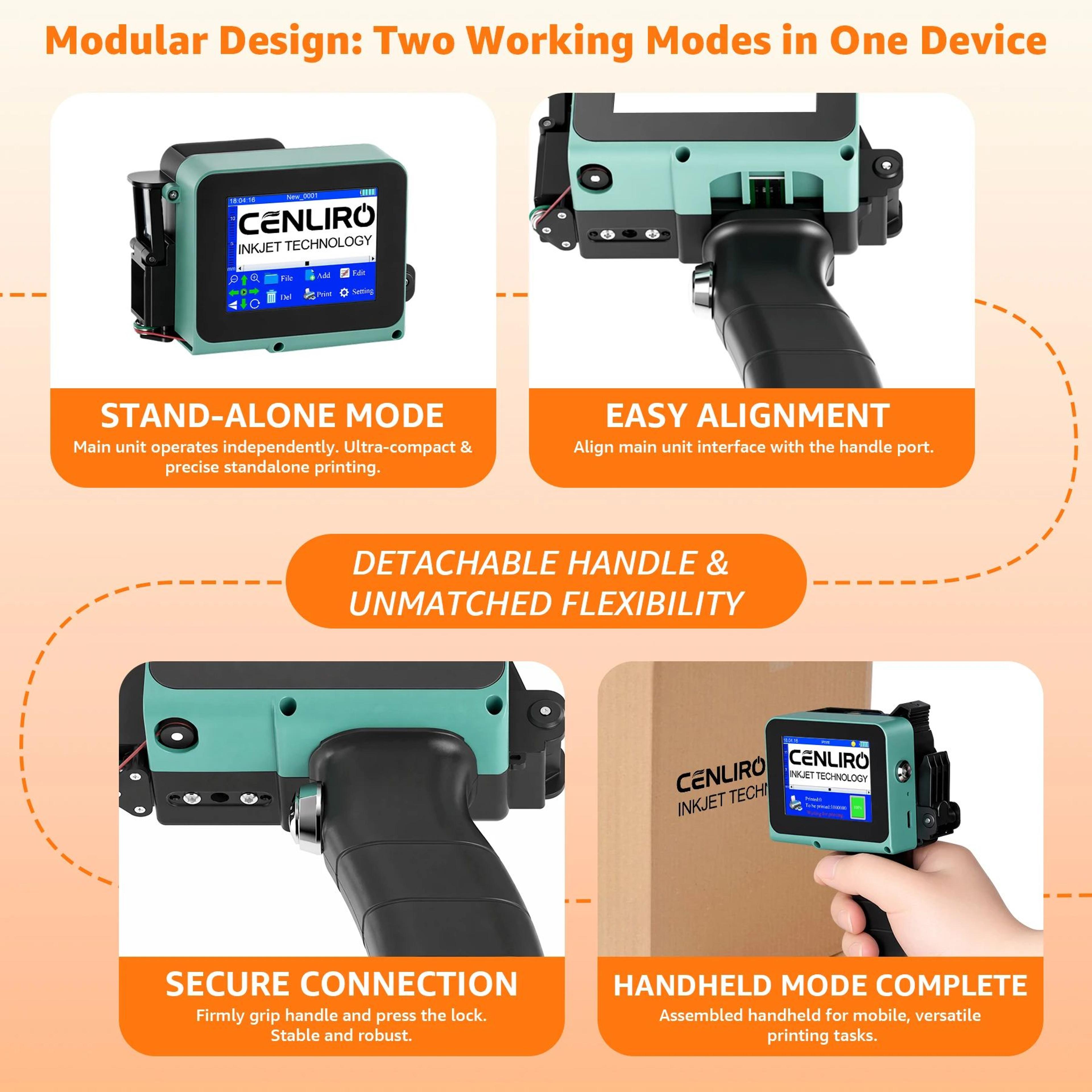 Handheld Inkjet Printer  CL05P Detachable TIJ Coder For QR Codes Barcodes Batch Numbers Expiry Date