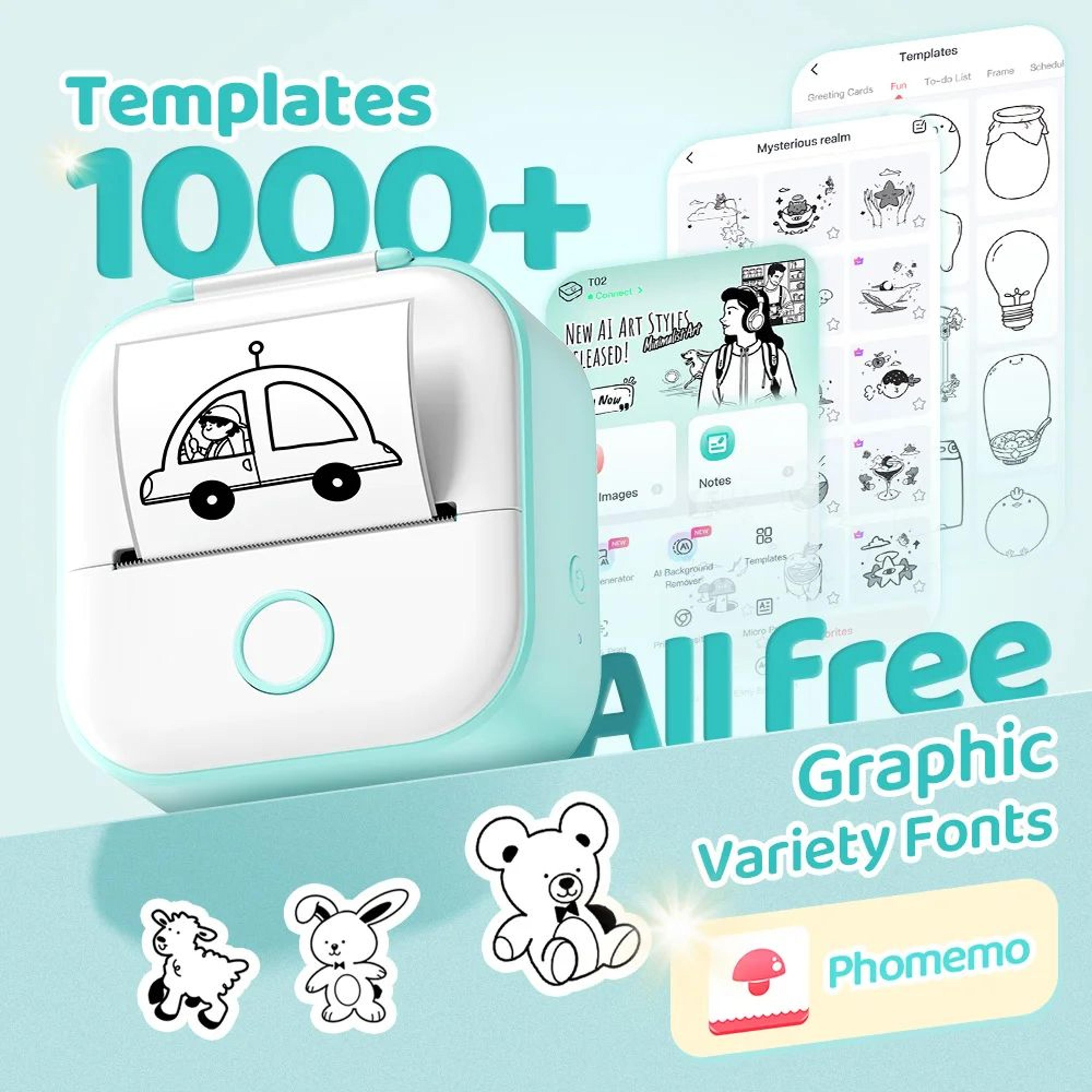 mini sticker printer – t02 bluetooth inkless photo & note printing for ios, android, diy journals and student projects