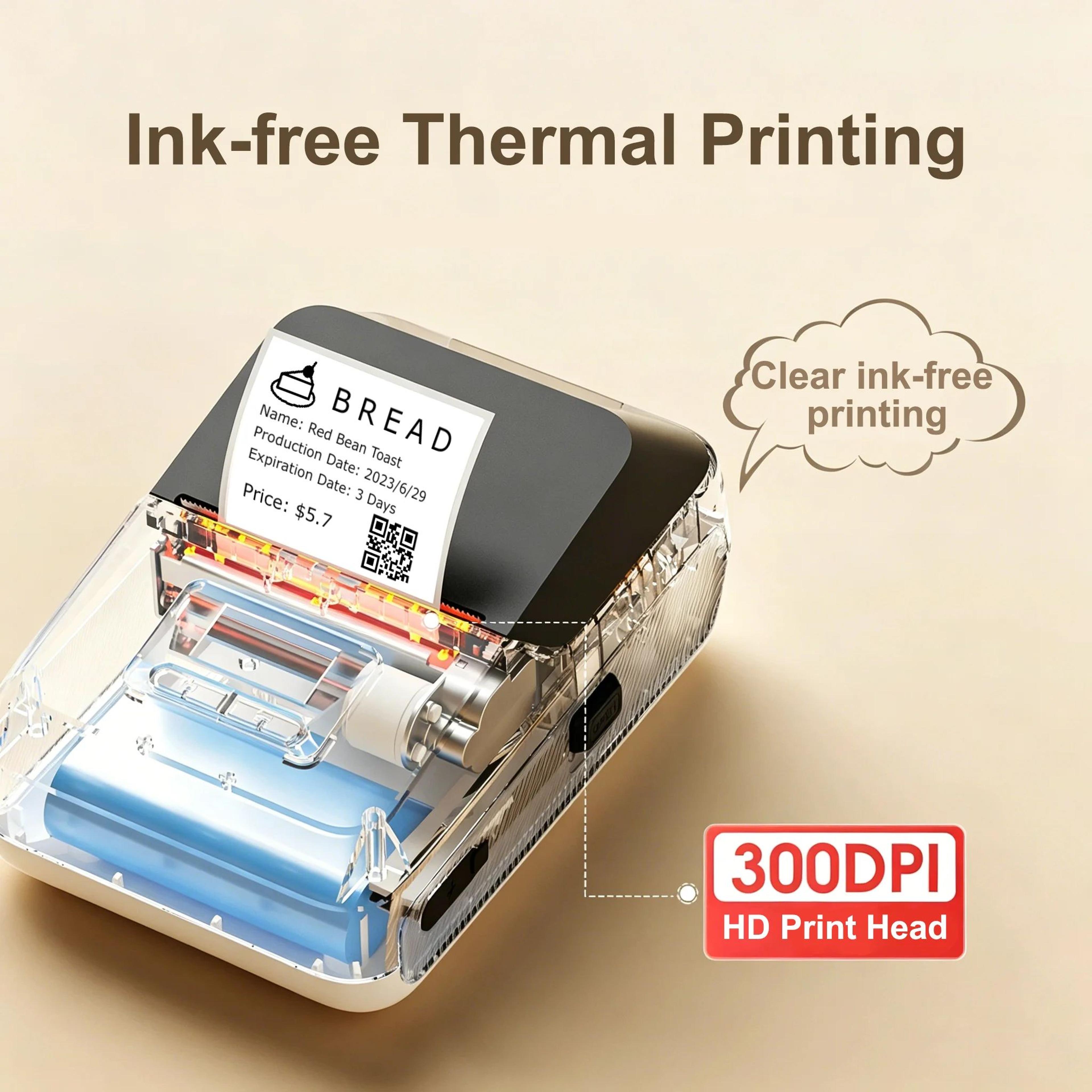 Label Printer  DP27P 300 DPI Bluetooth Inkless Sticker Maker With 2 In TFT Display For Jewelry Cabl