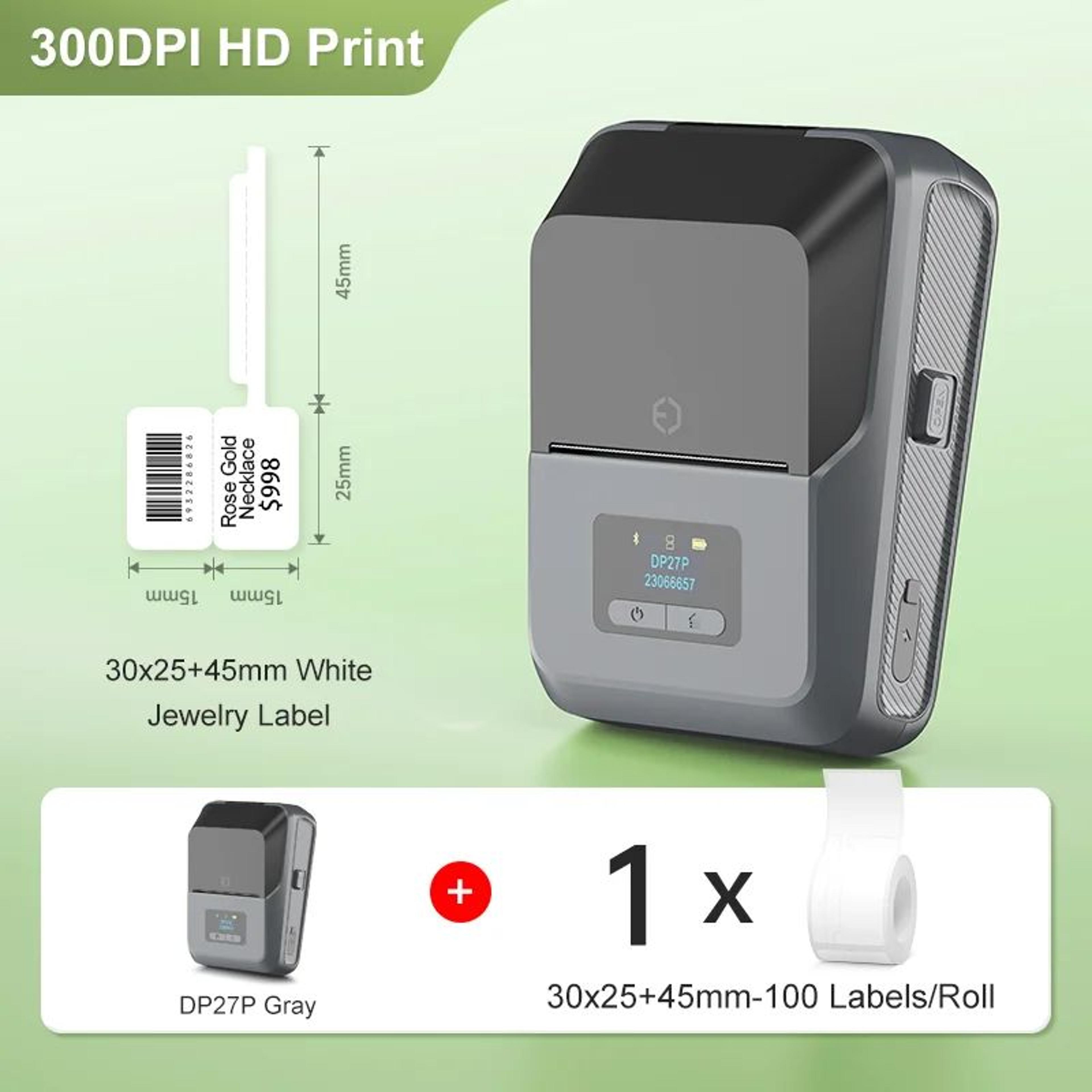 Label Printer  DP27P 300 DPI Bluetooth Inkless Sticker Maker With 2 In TFT Display For Jewelry Cabl