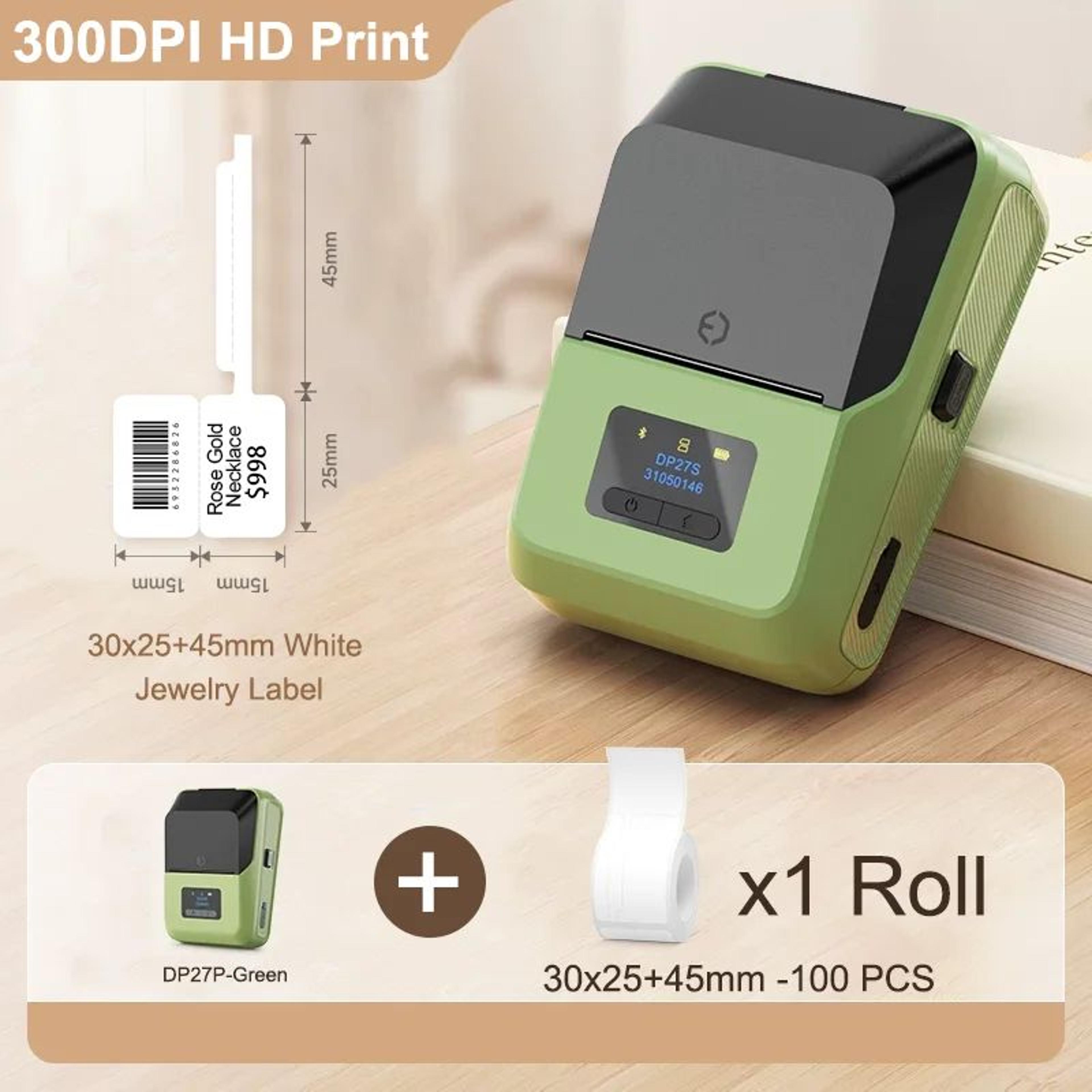 Label Printer  DP27P 300 DPI Bluetooth Inkless Sticker Maker With 2 In TFT Display For Jewelry Cabl