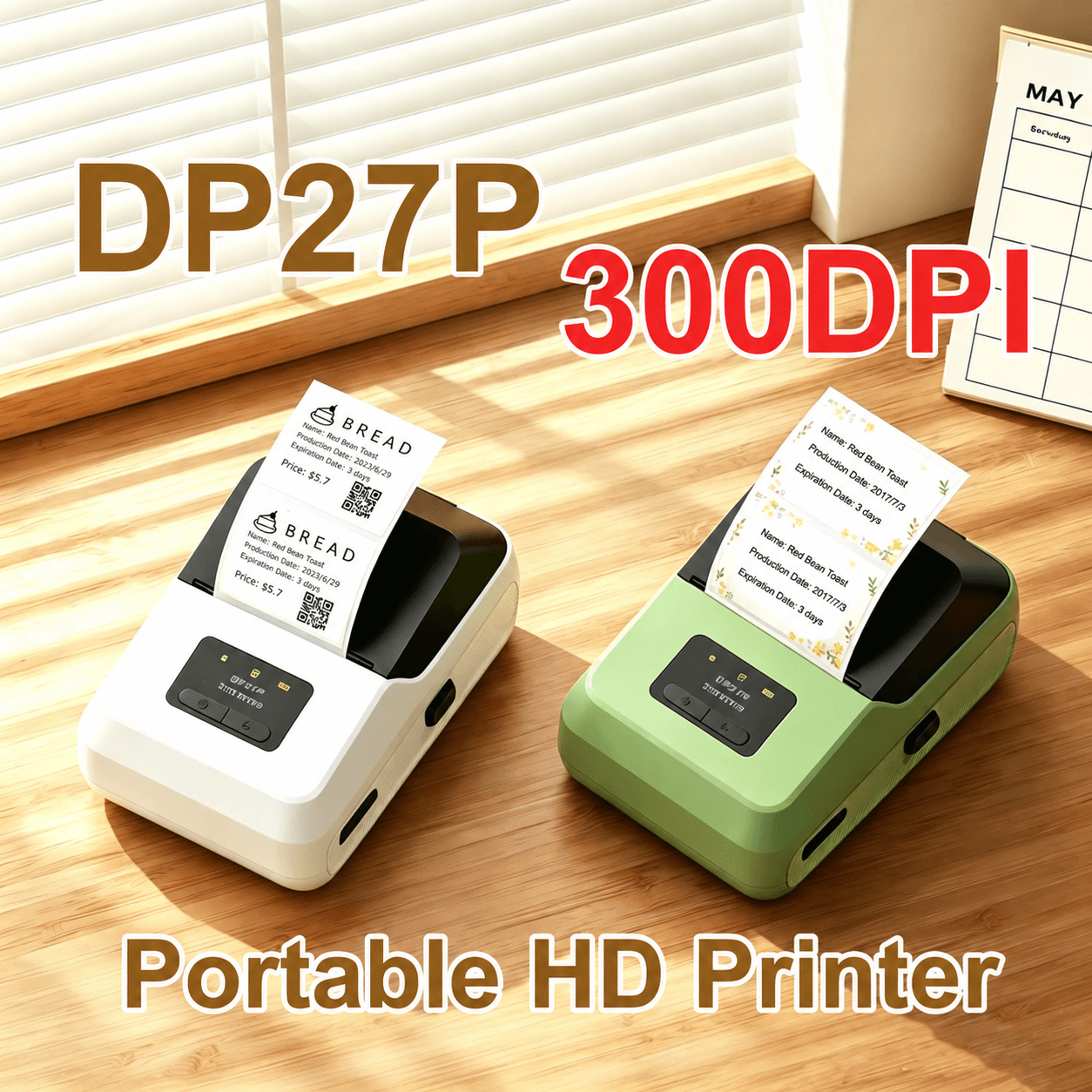 label printer – dp27p 300 dpi bluetooth inkless sticker maker with 2 in tft display for jewelry, cable & office labels