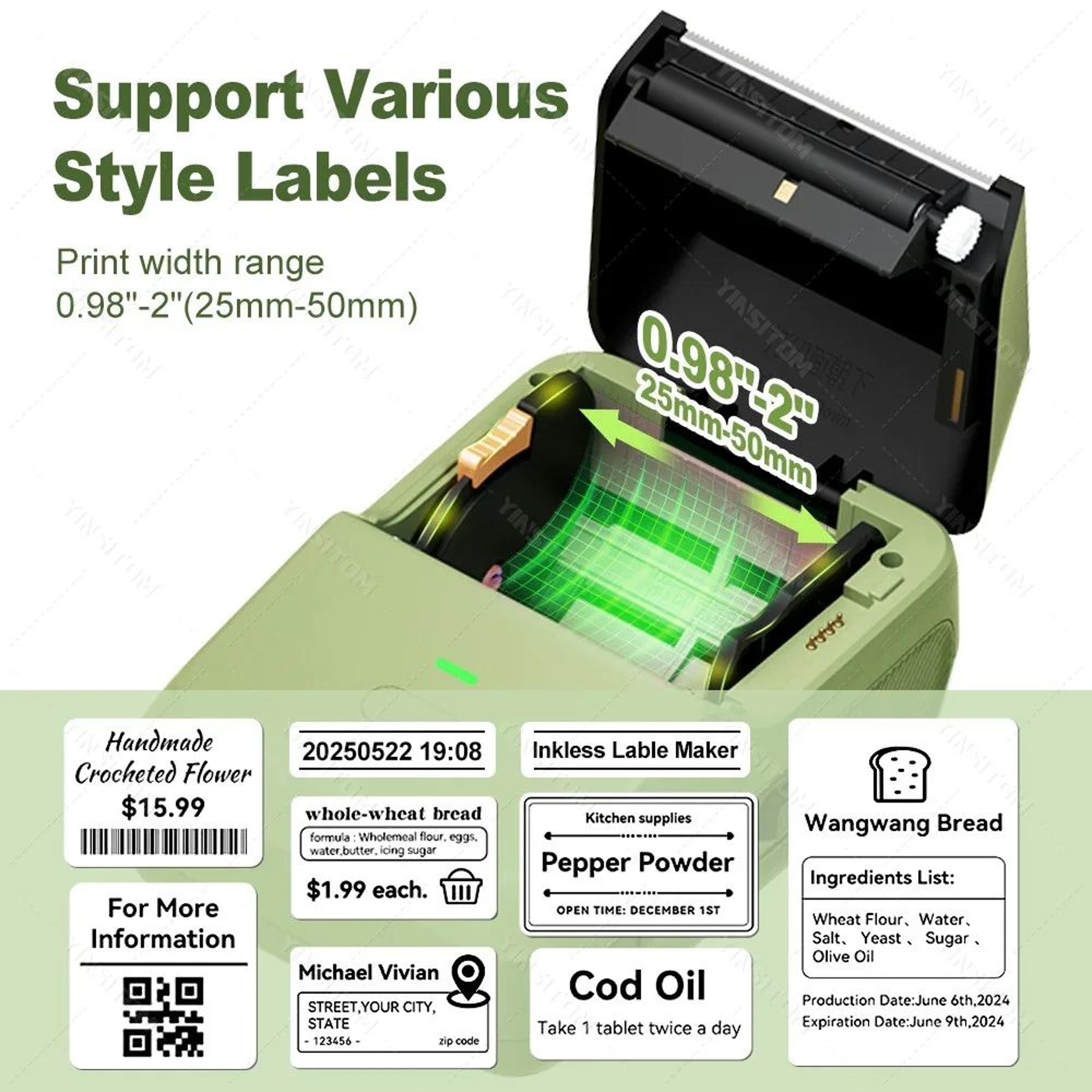 Mini Label Printer  Bluetooth Inkless Barcode  Price Sticker Maker For IOS Android Home  Business V 1