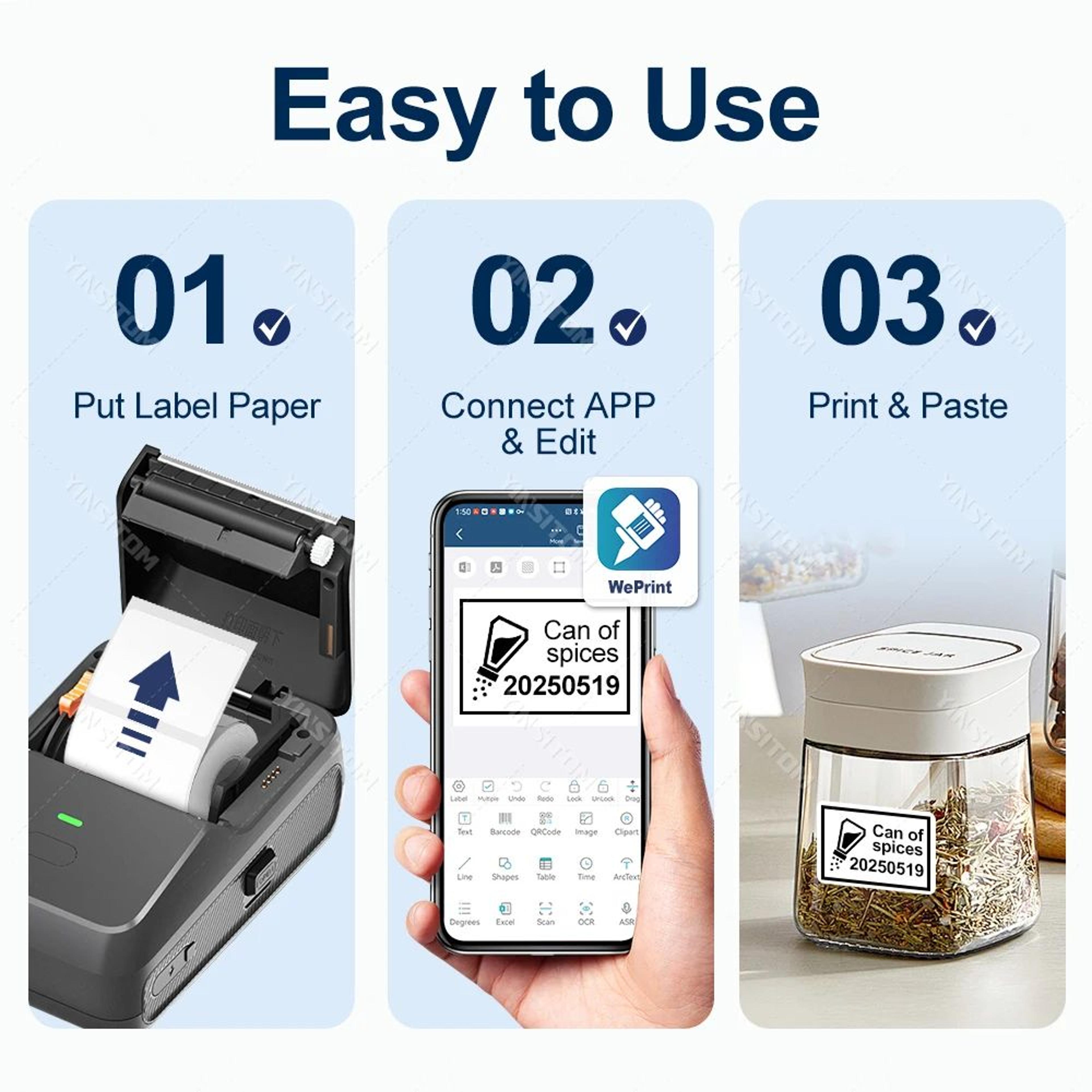 Mini Label Printer  Bluetooth Inkless Barcode  Price Sticker Maker For IOS Android Home  Business V 6