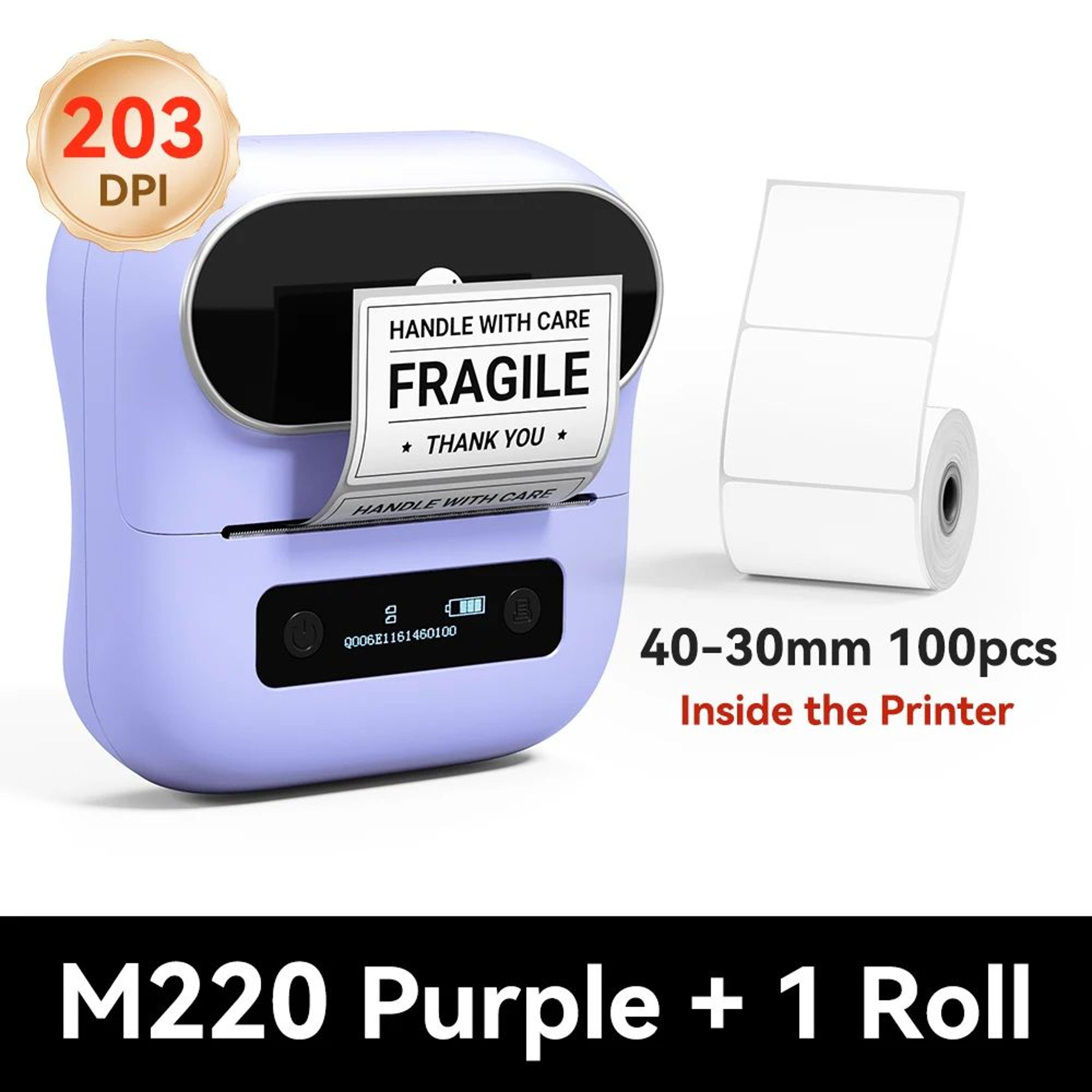 Portable Label Printer  M220 Bluetooth 50 Inkless Sticker Maker With Case  3 Label Rolls For Office 6