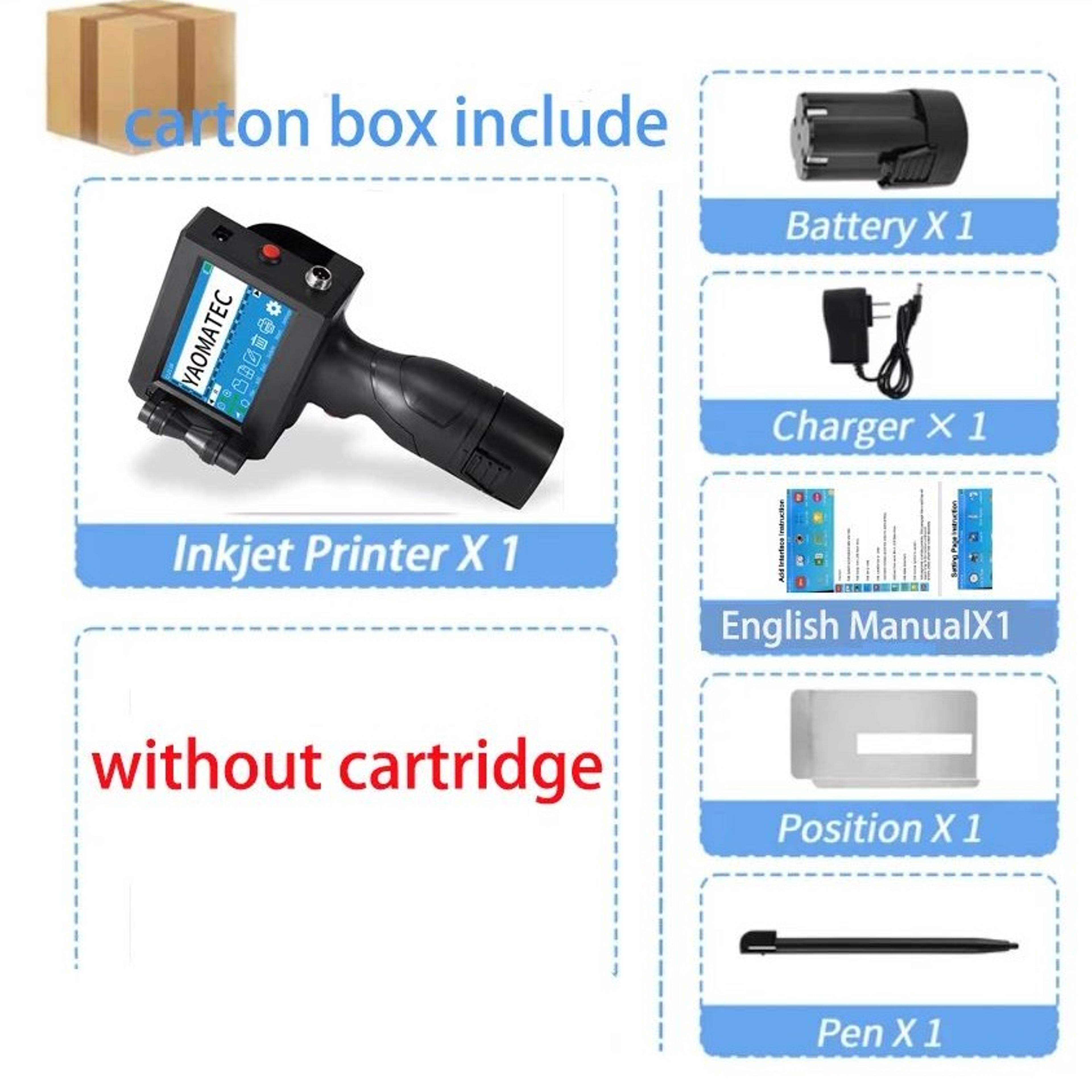 Handheld Inkjet Printer  S1730 Date Number Logo  Expiry Label Coder For Plastic  Cartons With Touch 