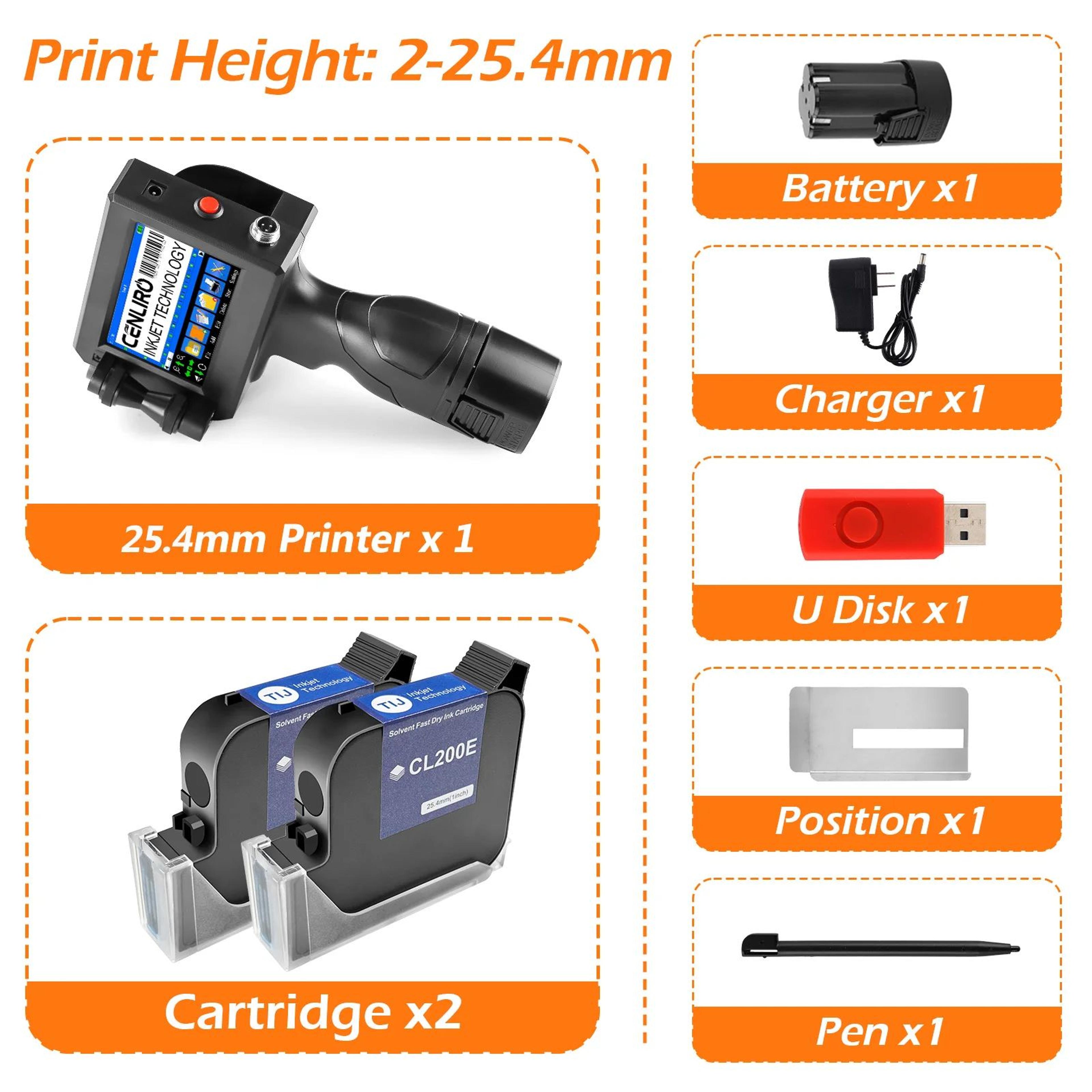 1 In Handheld TIJ Inkjet Printer  Portable Coding Machine For Production Dates Expiry Dates Batch N